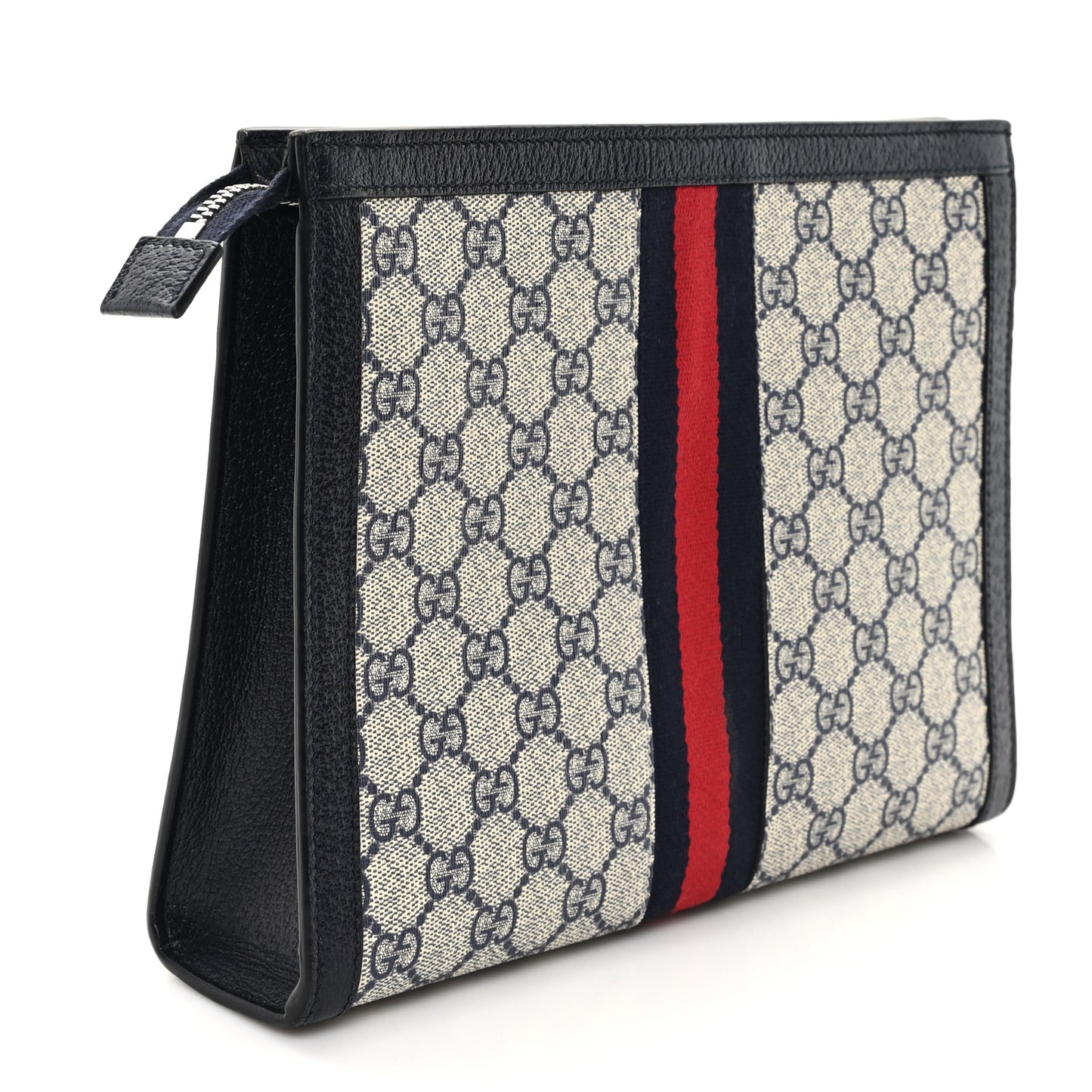 GG Supreme Monogram Web Ophidia Pouch Beige Blue