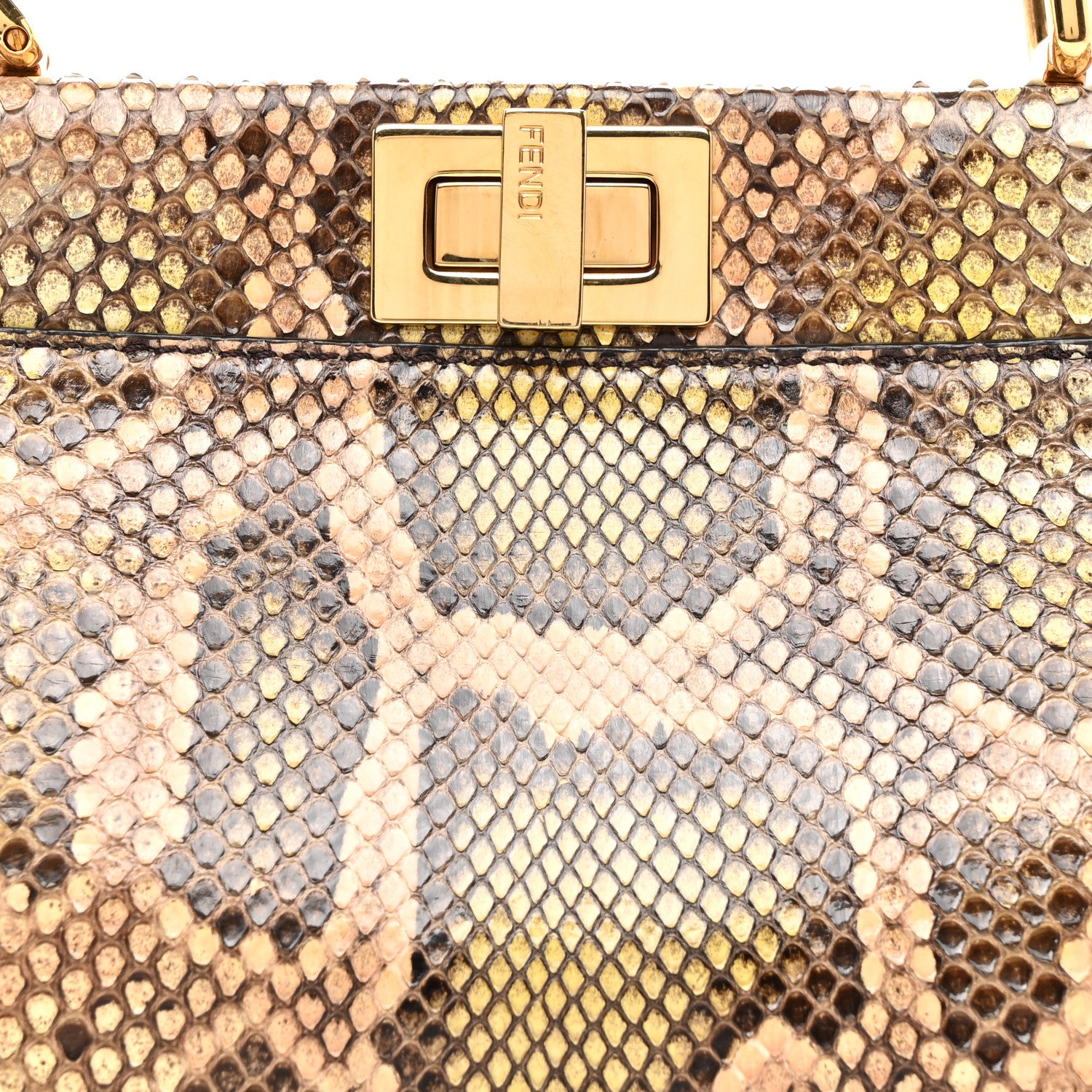 Fendi Snakeskin Mini Peekaboo Iconic Satchel Pink Green 9 of 14