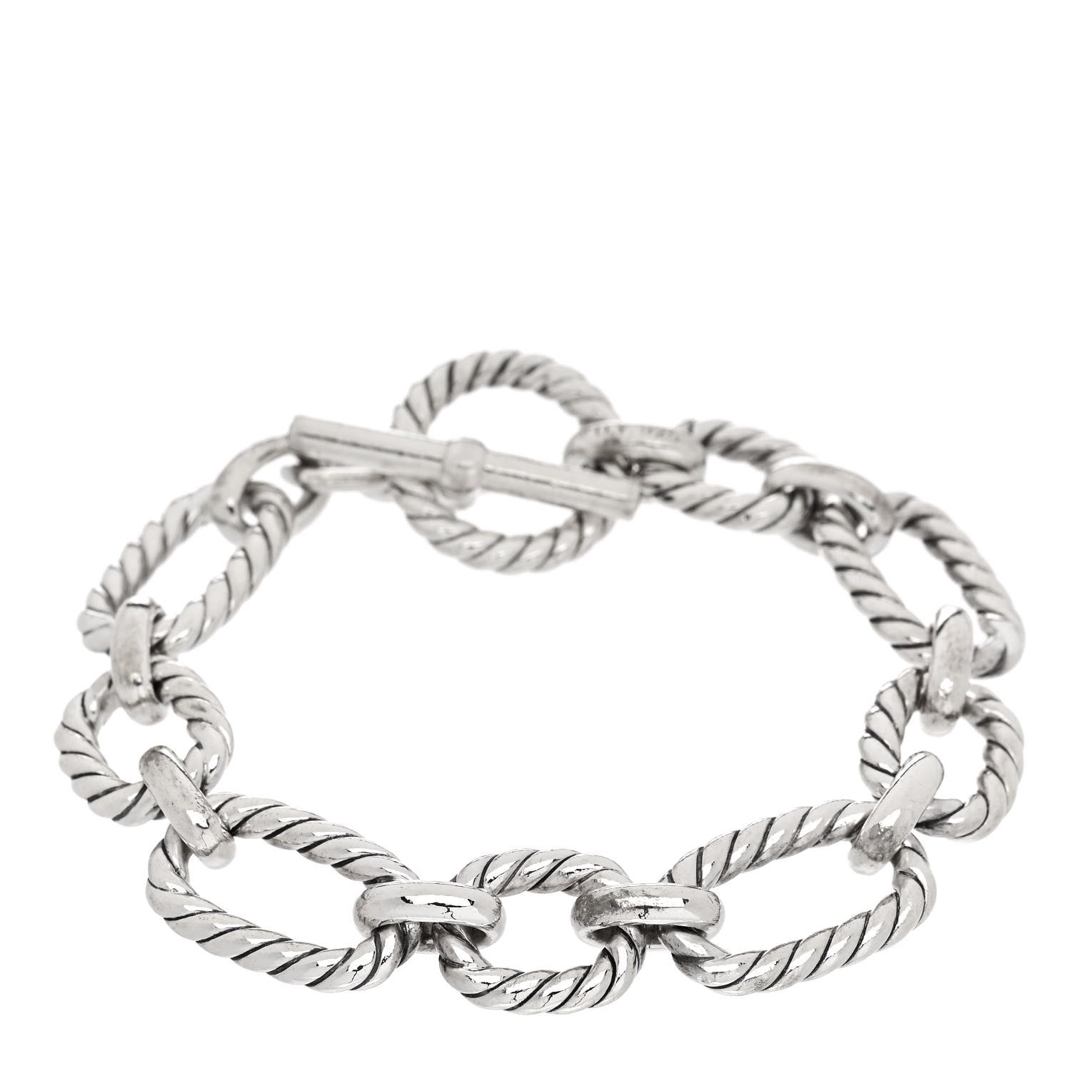 David Yurman Sterling Silver Blue Sapphire 12.5mm Cushion Link Bracelet 1 of 3