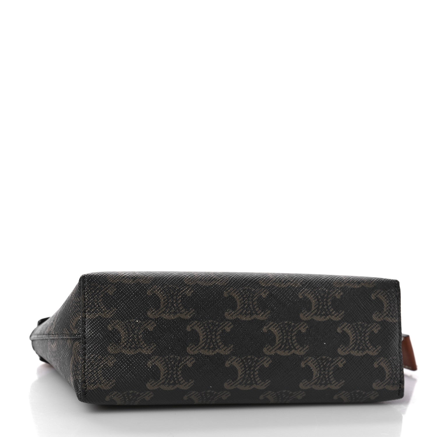 Celine Triomphe Canvas Calfskin Cosmetic Pouch Tan 4 of 7