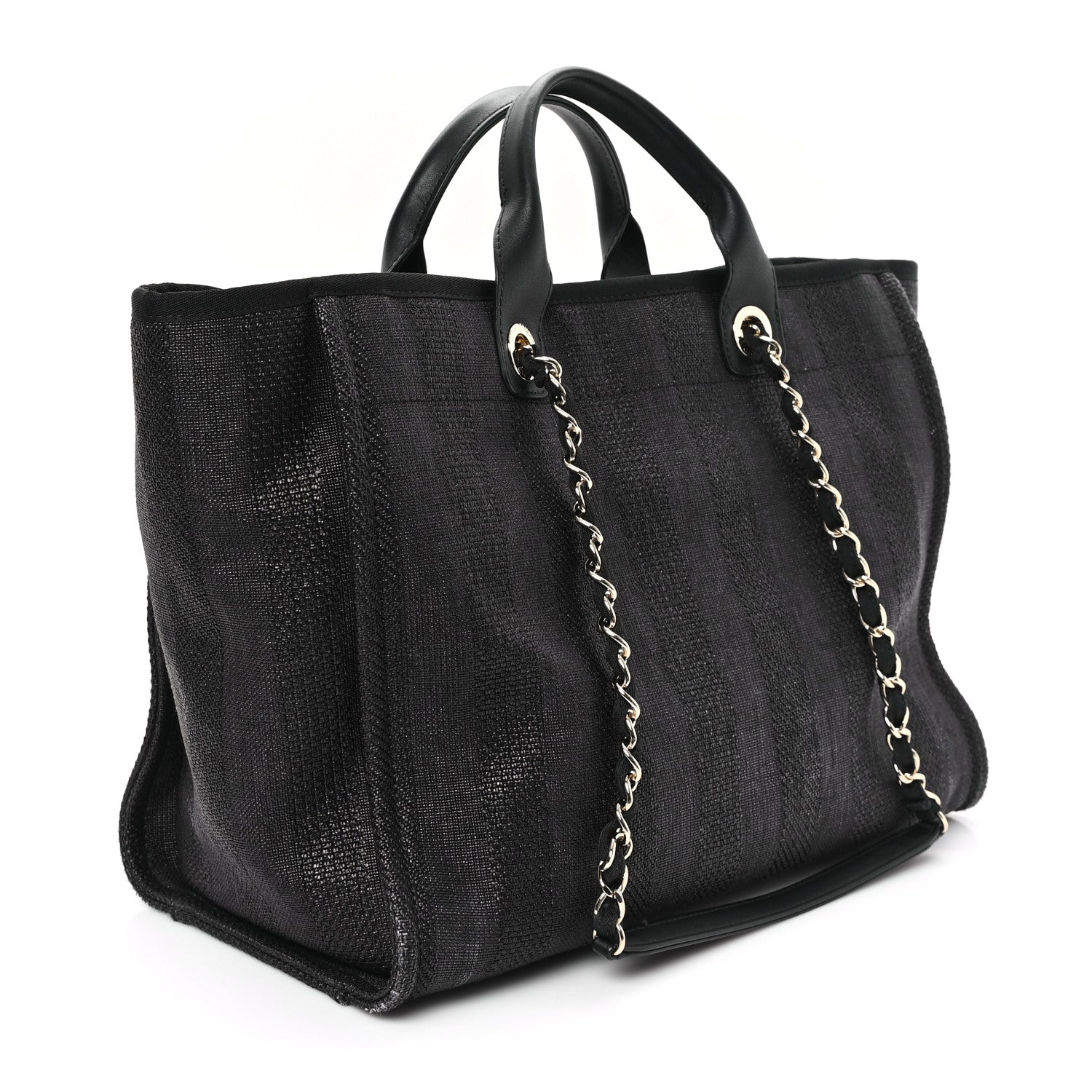 Chanel Mixed Fibers Calfskin Striped Medium Deauville Black 3 of 14