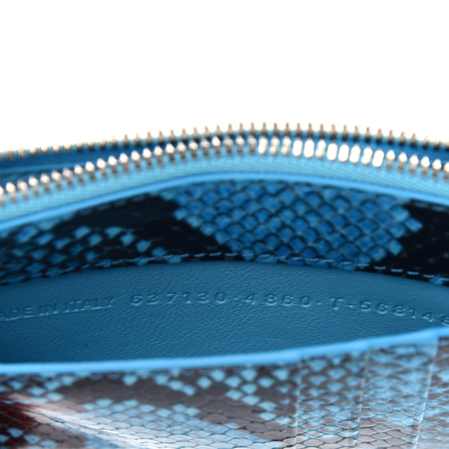 Balenciaga Calfskin Logo Python Printed Large Cash Long Coin Card Holder Azur Black 7 of 7