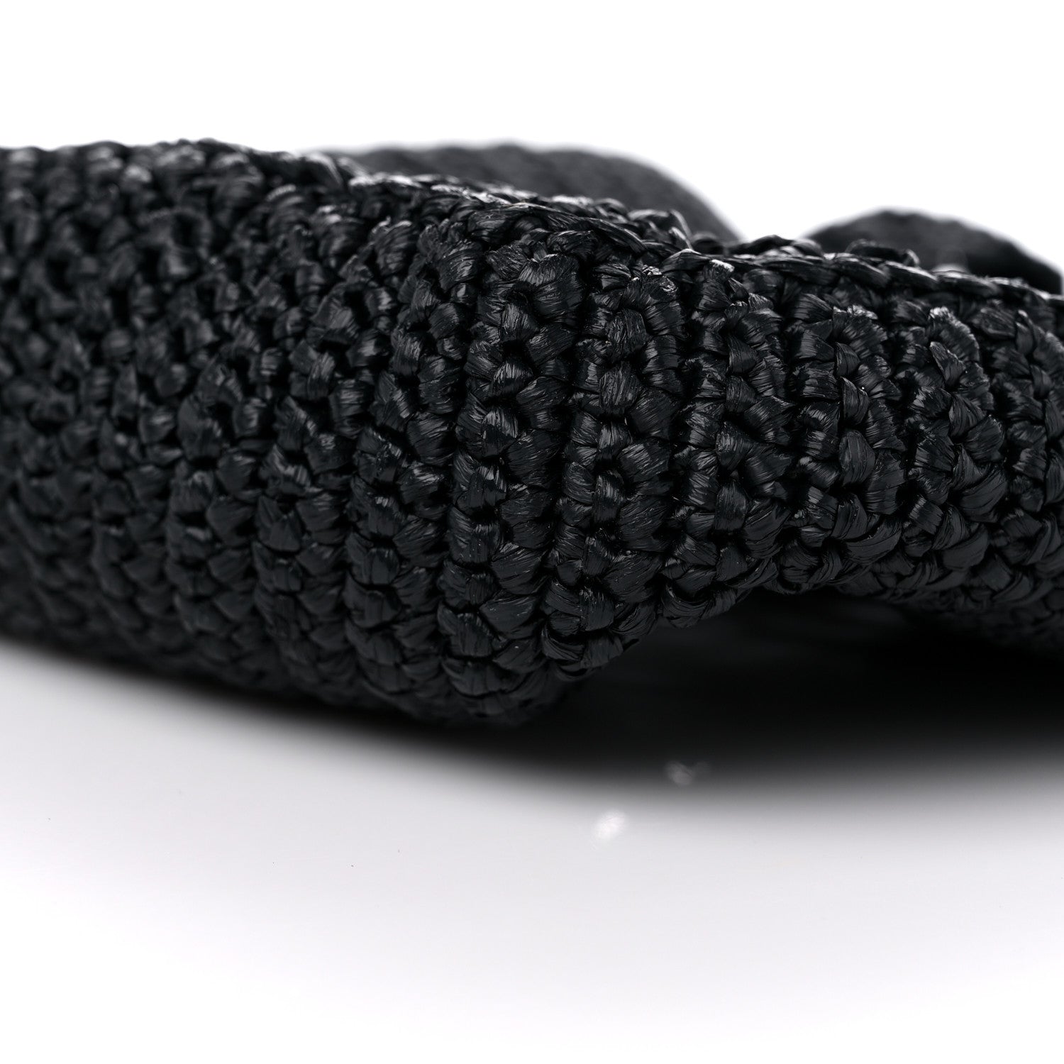 Prada Yarn Raffia Effect Crochet Logo Embroidered Small Tote Bag Black 8 of 8