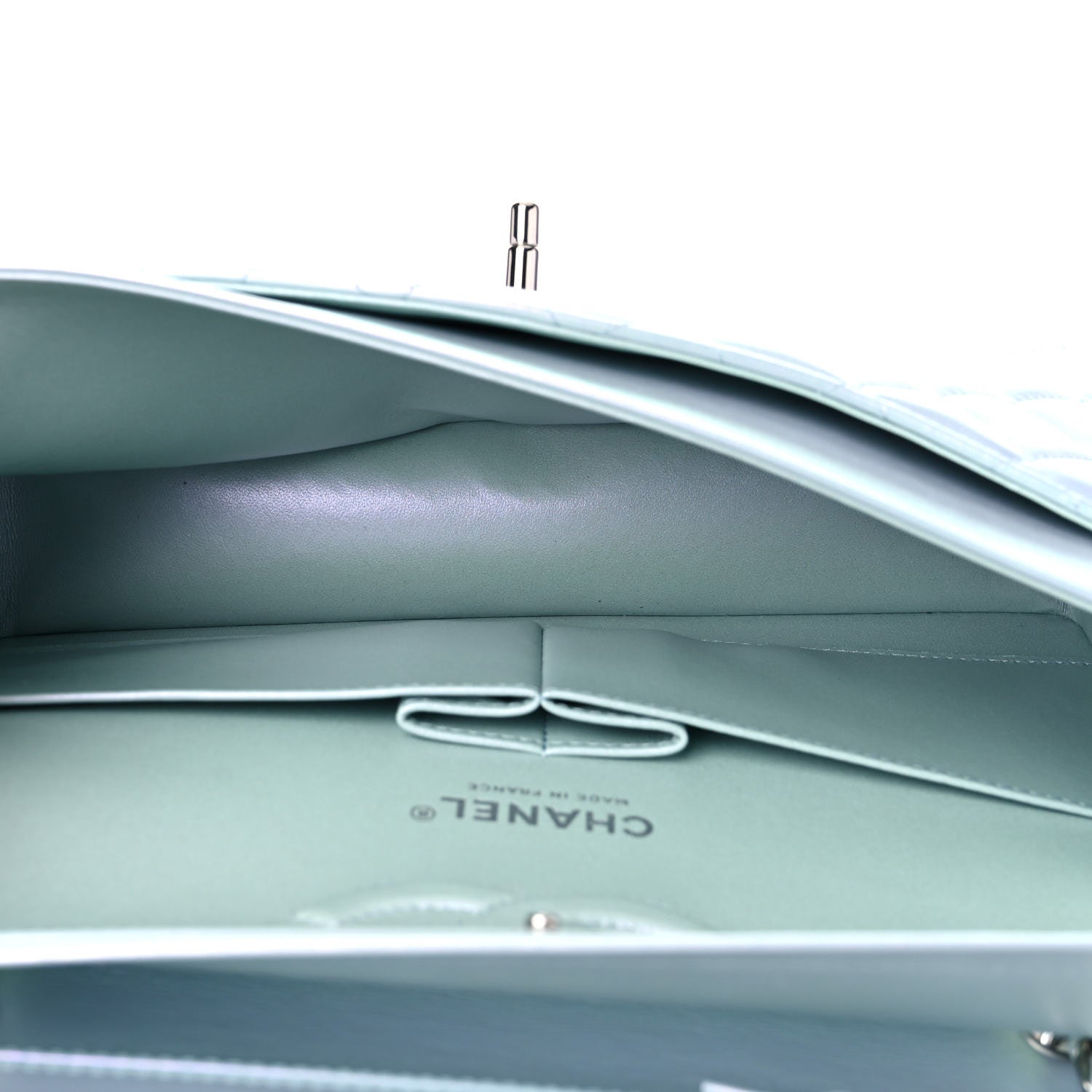 Chanel Iridescent Calfskin Quilted Medium Double Flap Light Blue 4 of 9