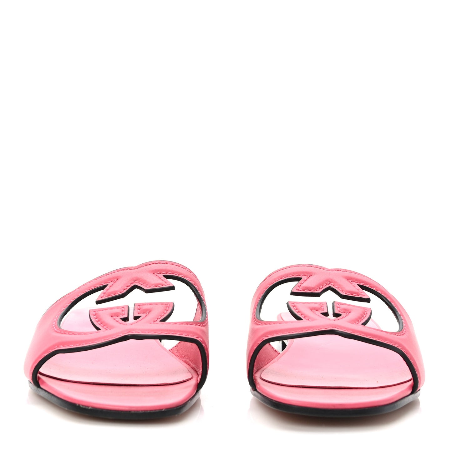 Cosmos Softy Calfskin Interlocking G Cut Out Slide Sandals 38.5 Rhodamine Pink