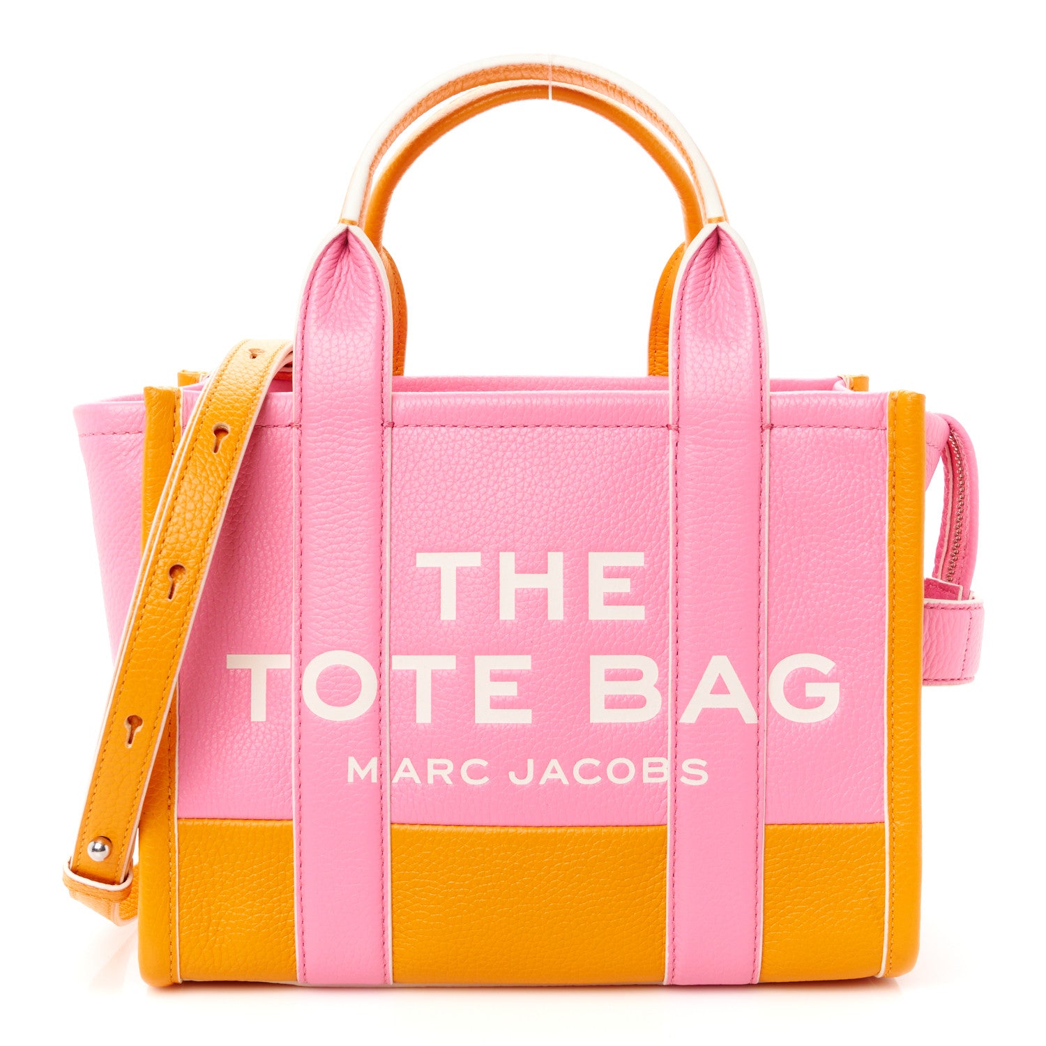 Marc Jacobs Grained Calfskin Small The Tote Bag Pink Orange