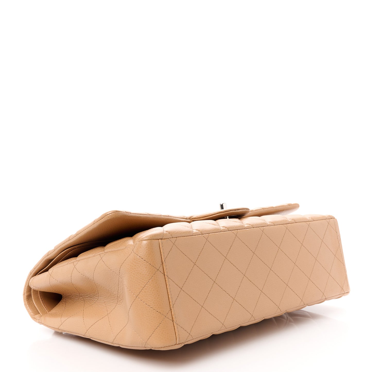 Caviar Quilted Maxi Double Flap Dark Beige