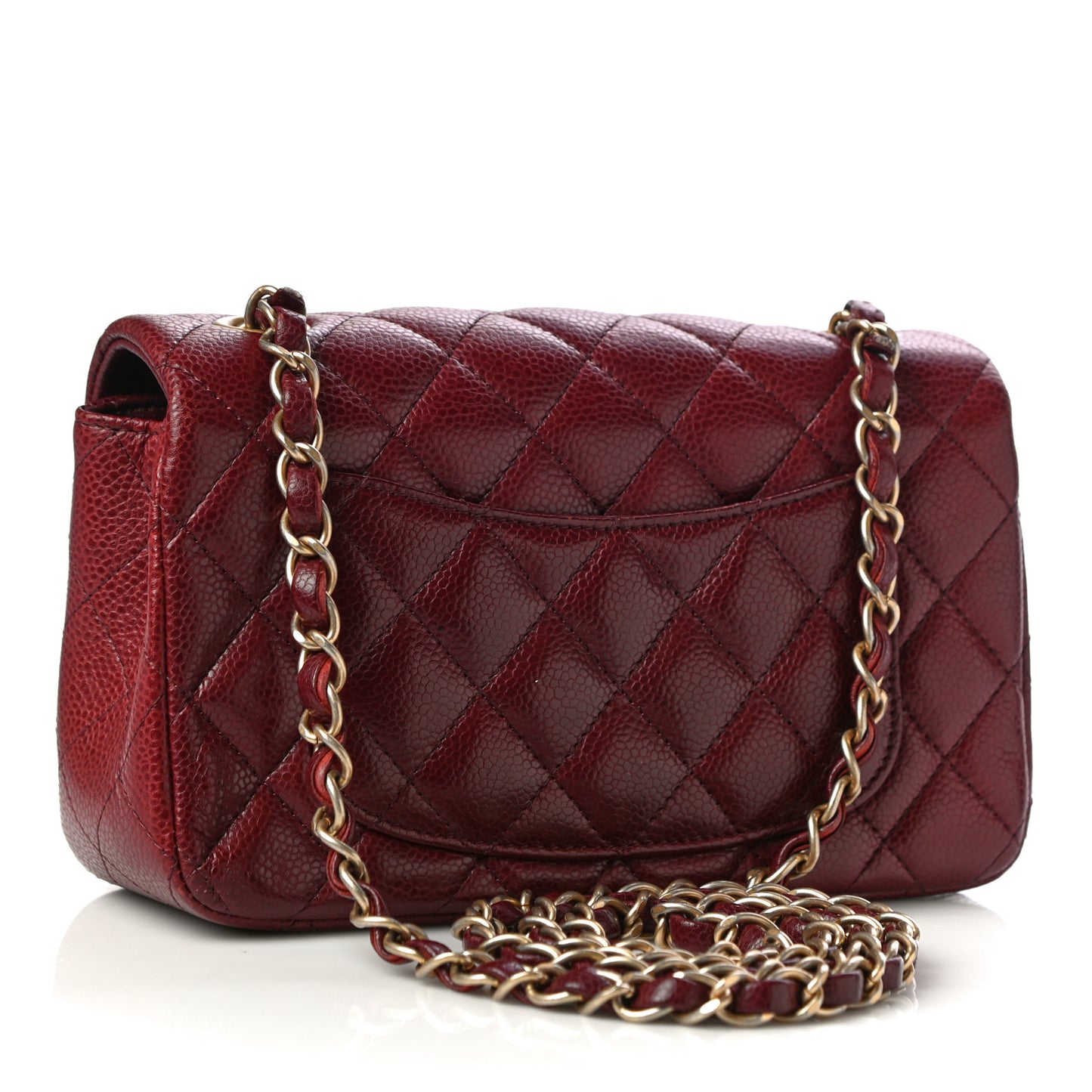 Caviar Quilted Mini Rectangular Flap Dark Red