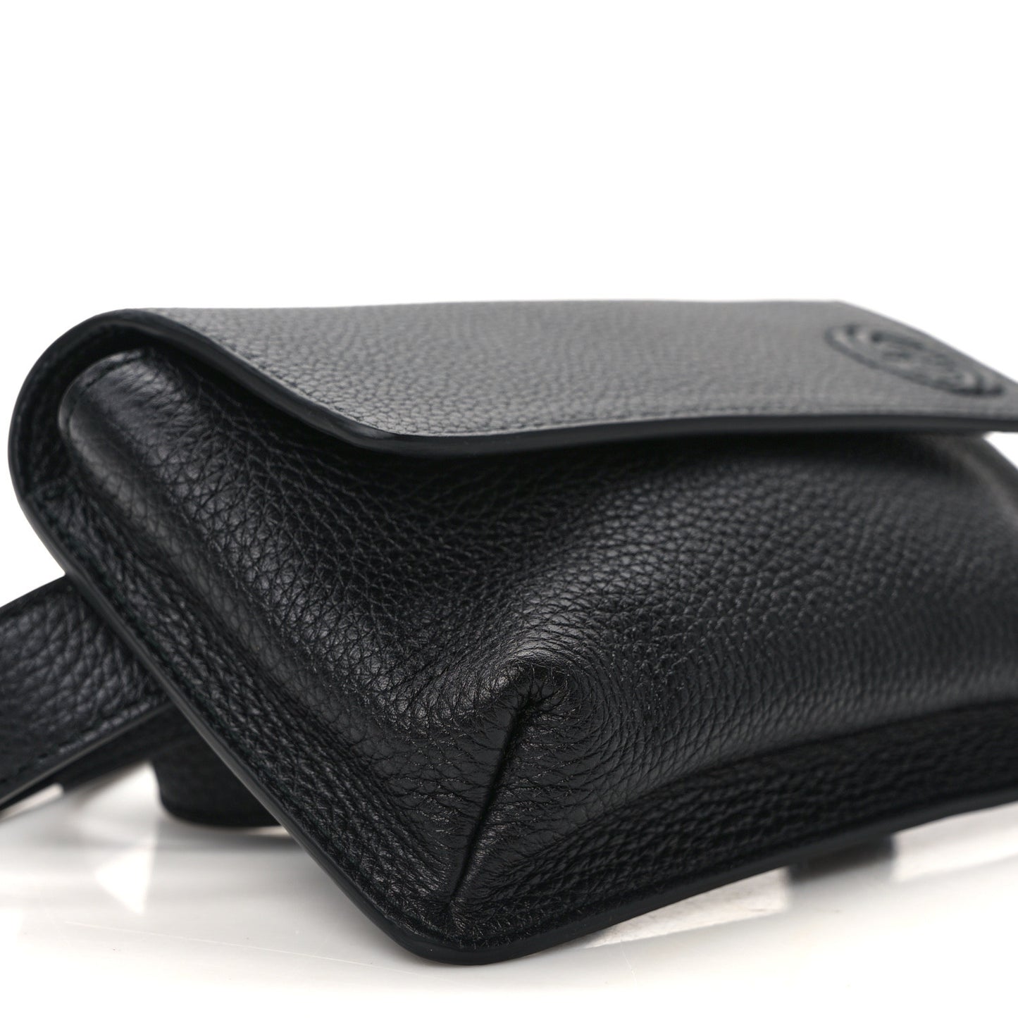 Pebbled Calfskin Soho Flap Belt Bag Black