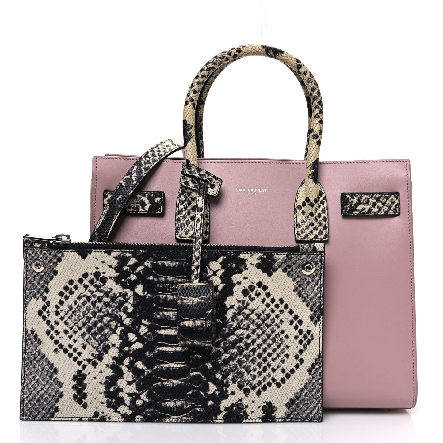 Calfskin Embossed Python Baby Sac De Jour Powder Pink