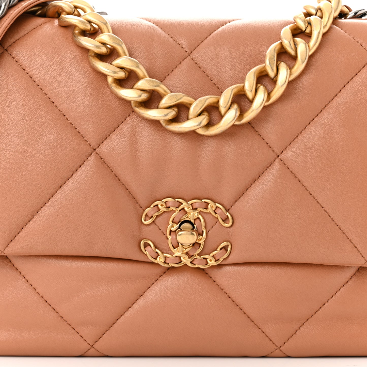Lambskin Quilted Large Chanel 19 Flap Brown