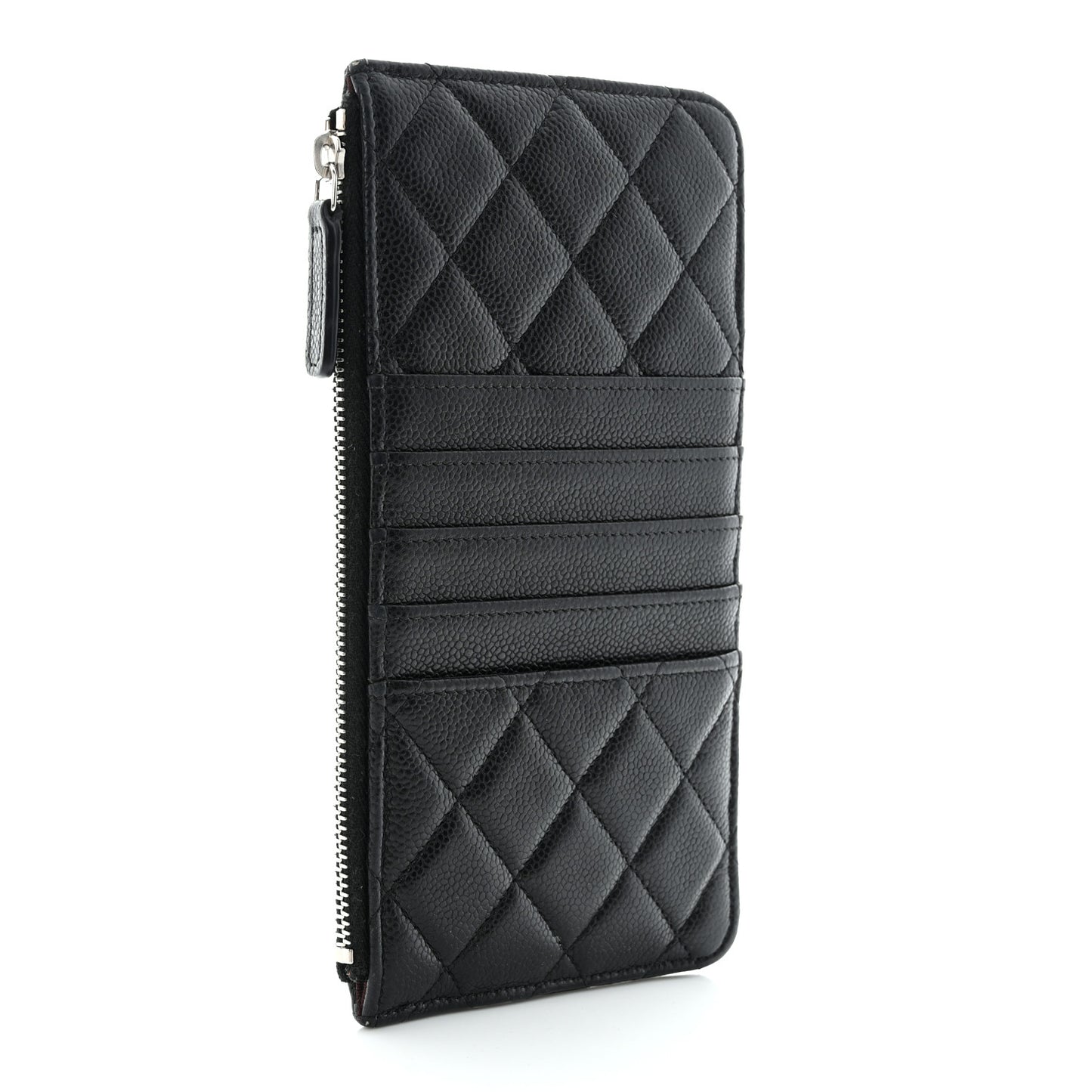 Caviar Quilted Classic Flat Wallet Pouch Black