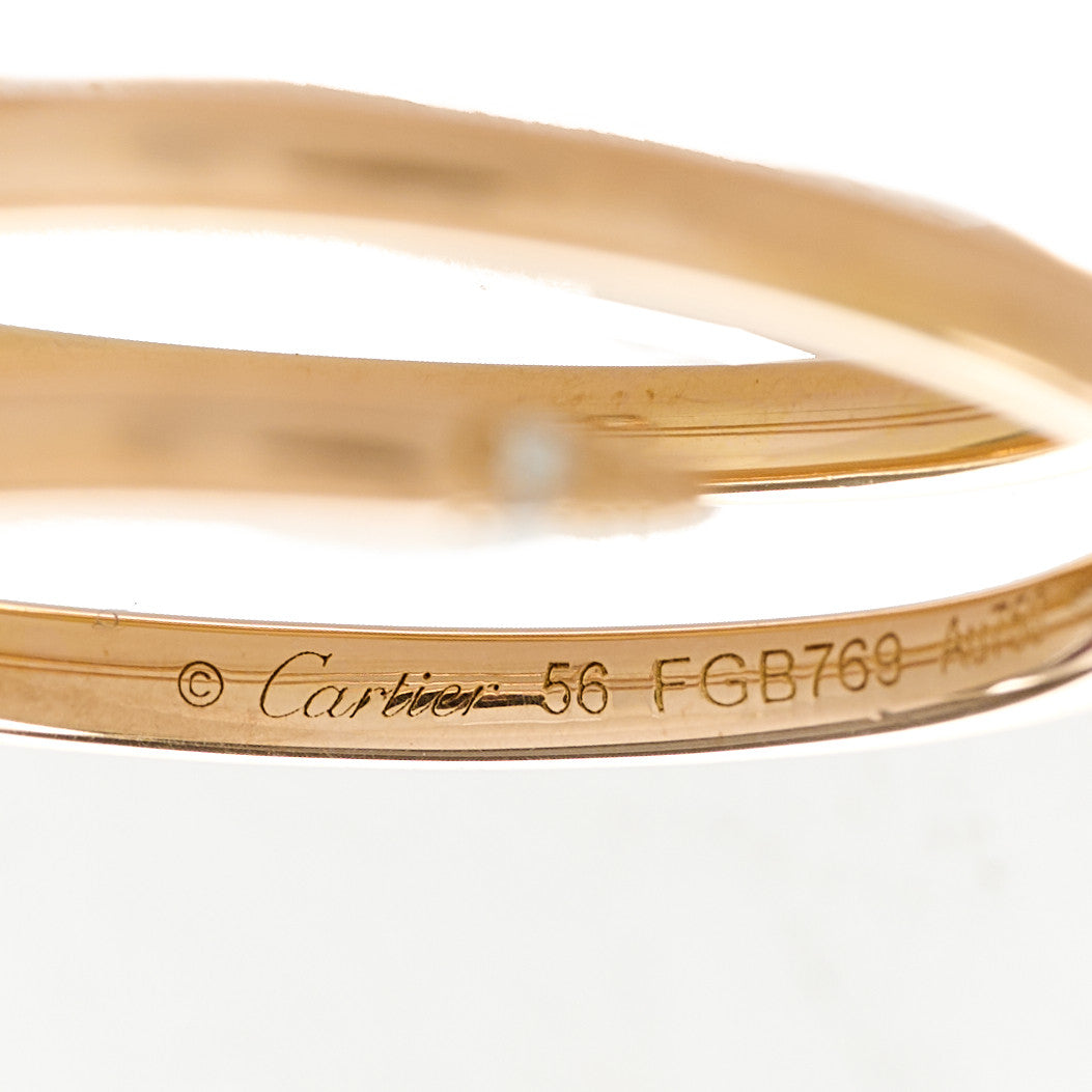 18K Pink Gold Diamond Double Juste Un Clou Ring 56 7.5