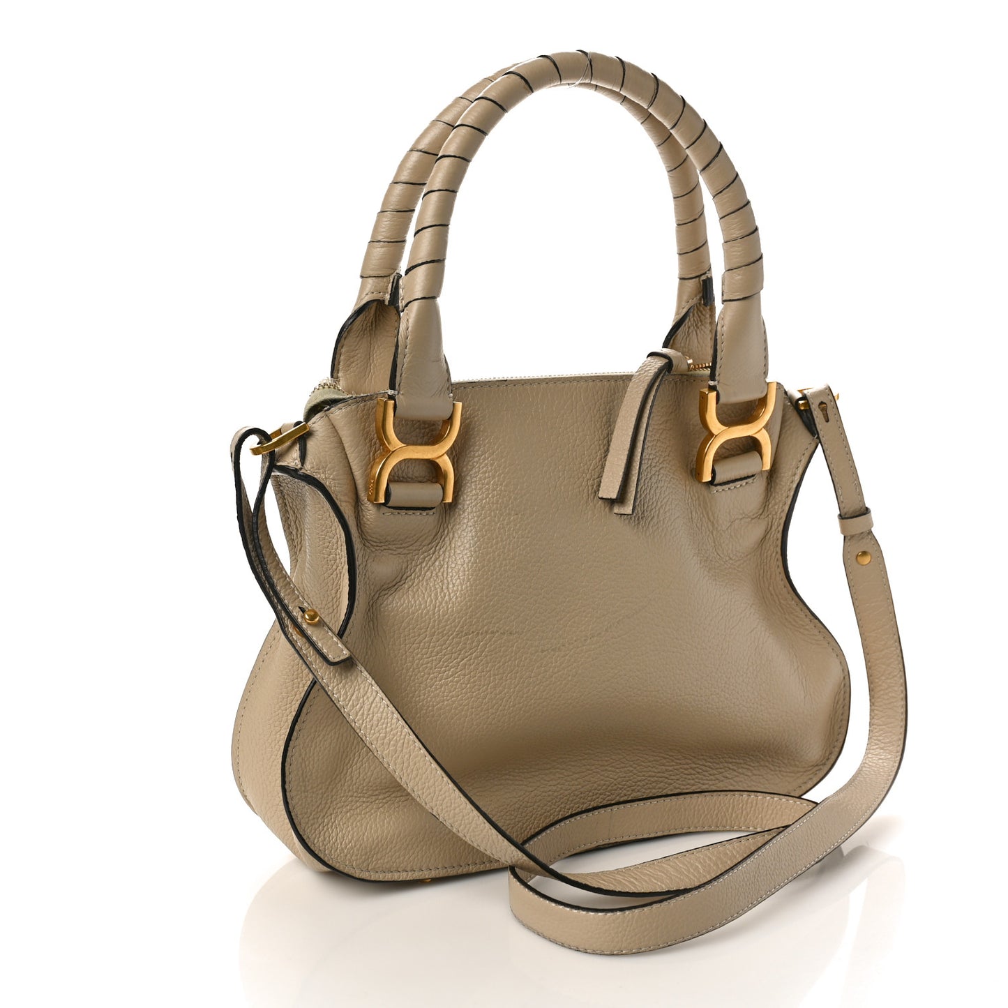 Calfskin Small Marcie Satchel Root Beige