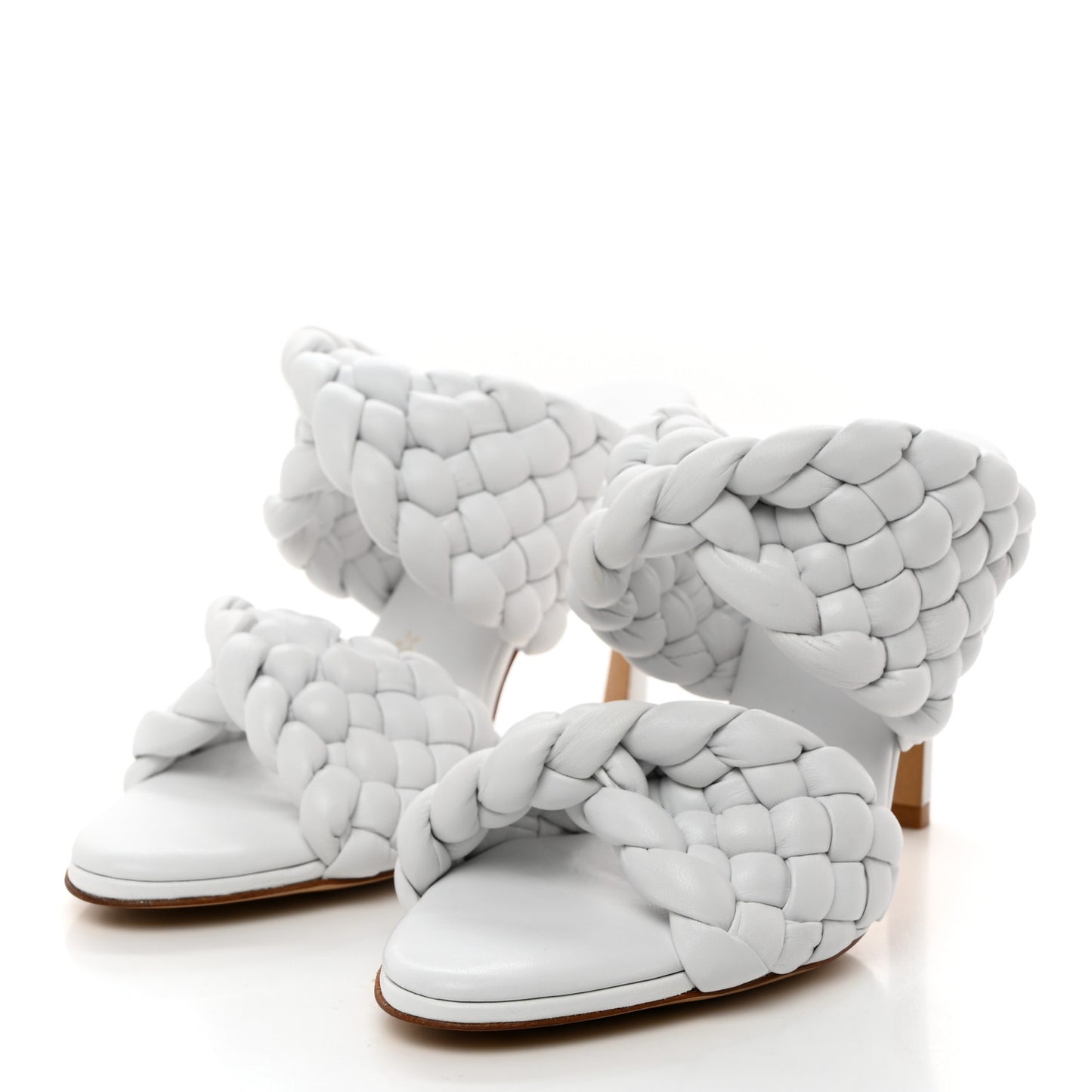 Nappa Twisted Padded Intrecciato Curve Slide Sandals 35.5 Optic White