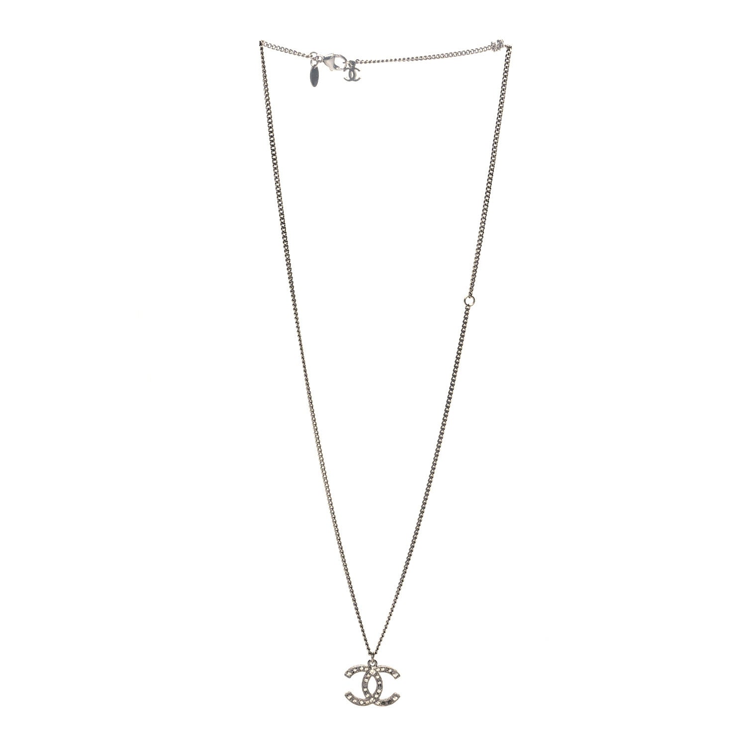 Chanel Crystal Timeless CC Necklace Ruthenium 3 of 5