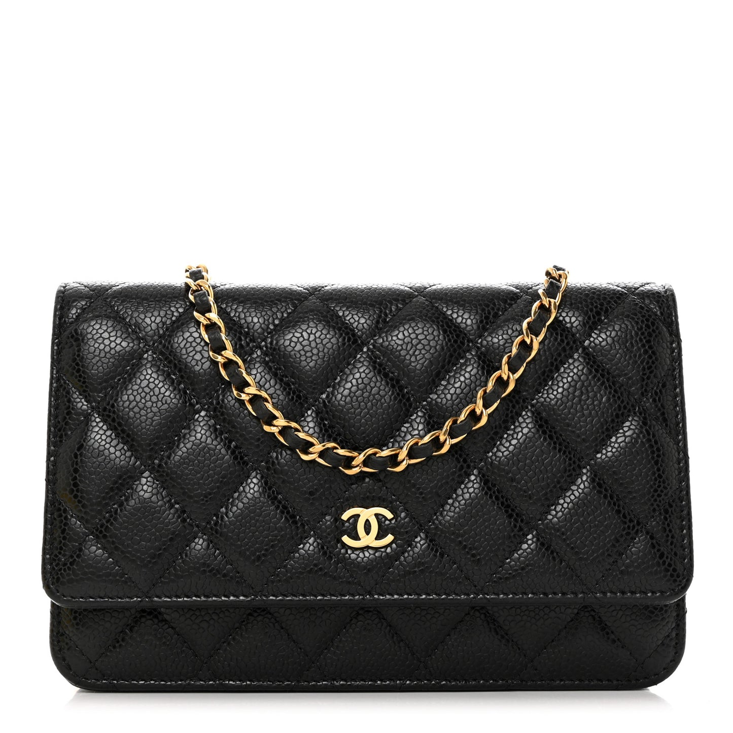 Caviar Quilted Wallet on Chain WOC Black