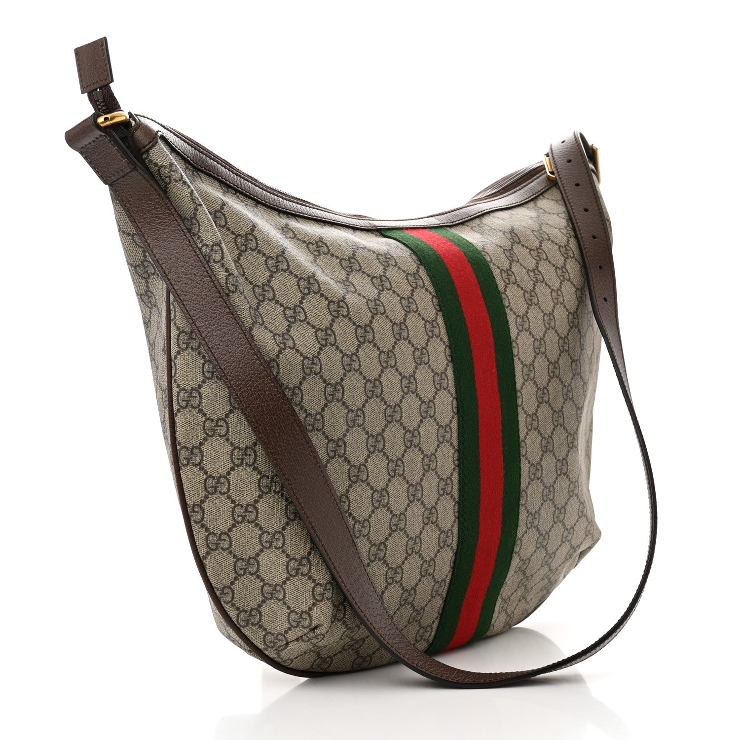 Gucci GG Supreme Monogram Web Ophidia Half Moon Hobo Brown 3 of 11