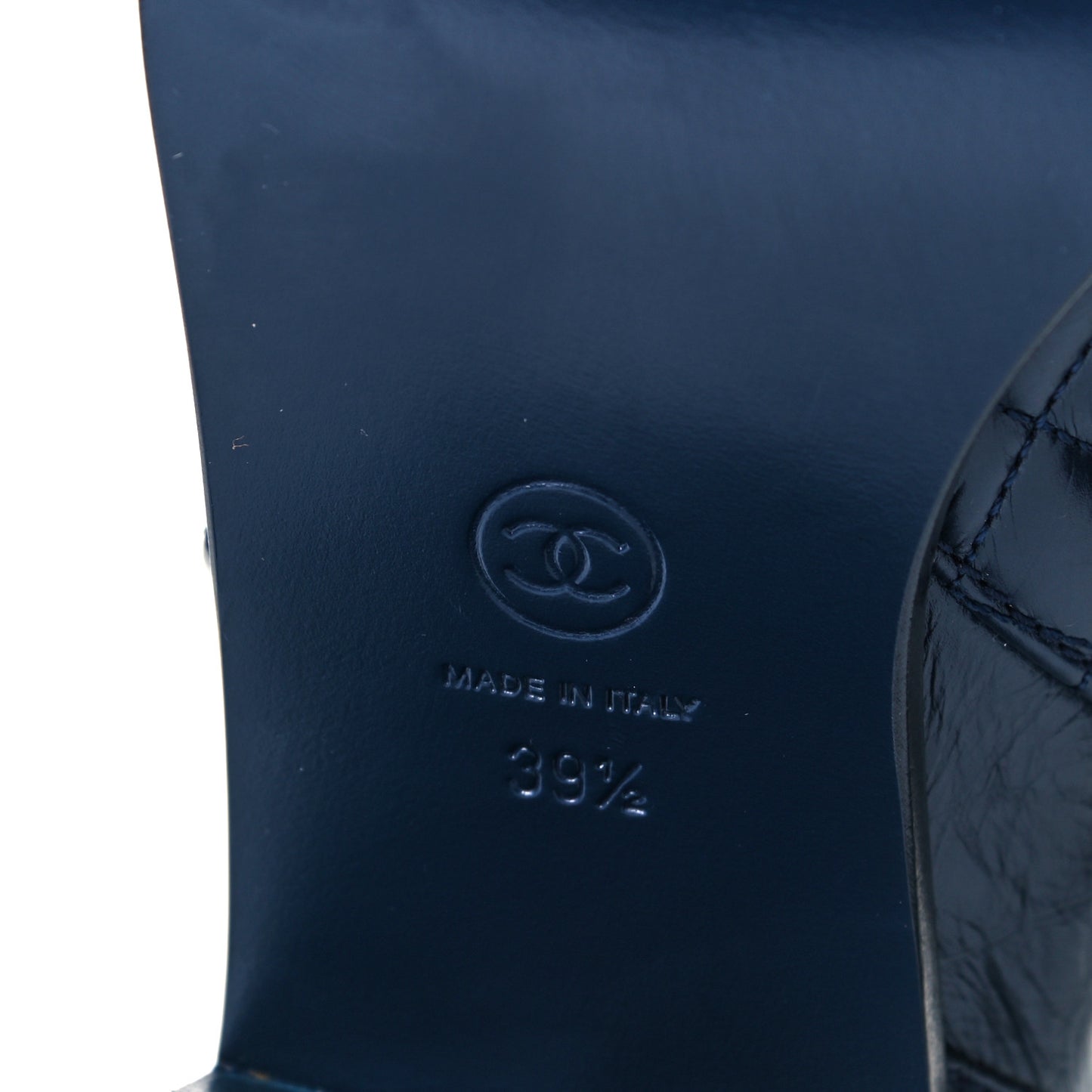 Crumpled Calfskin Quilted Cap Toe Short Boots 39.5 Blue Black