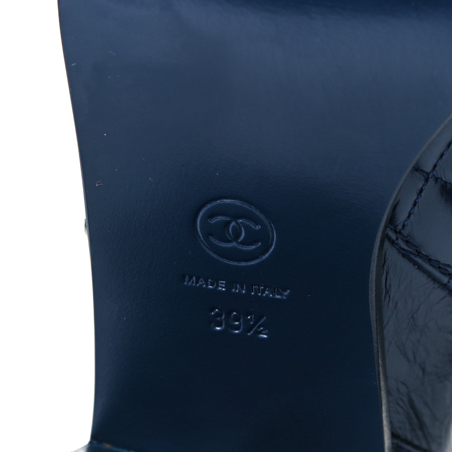 Chanel Crumpled Calfskin Quilted Cap Toe Short Boots 39.5 Blue Black 8 of 8