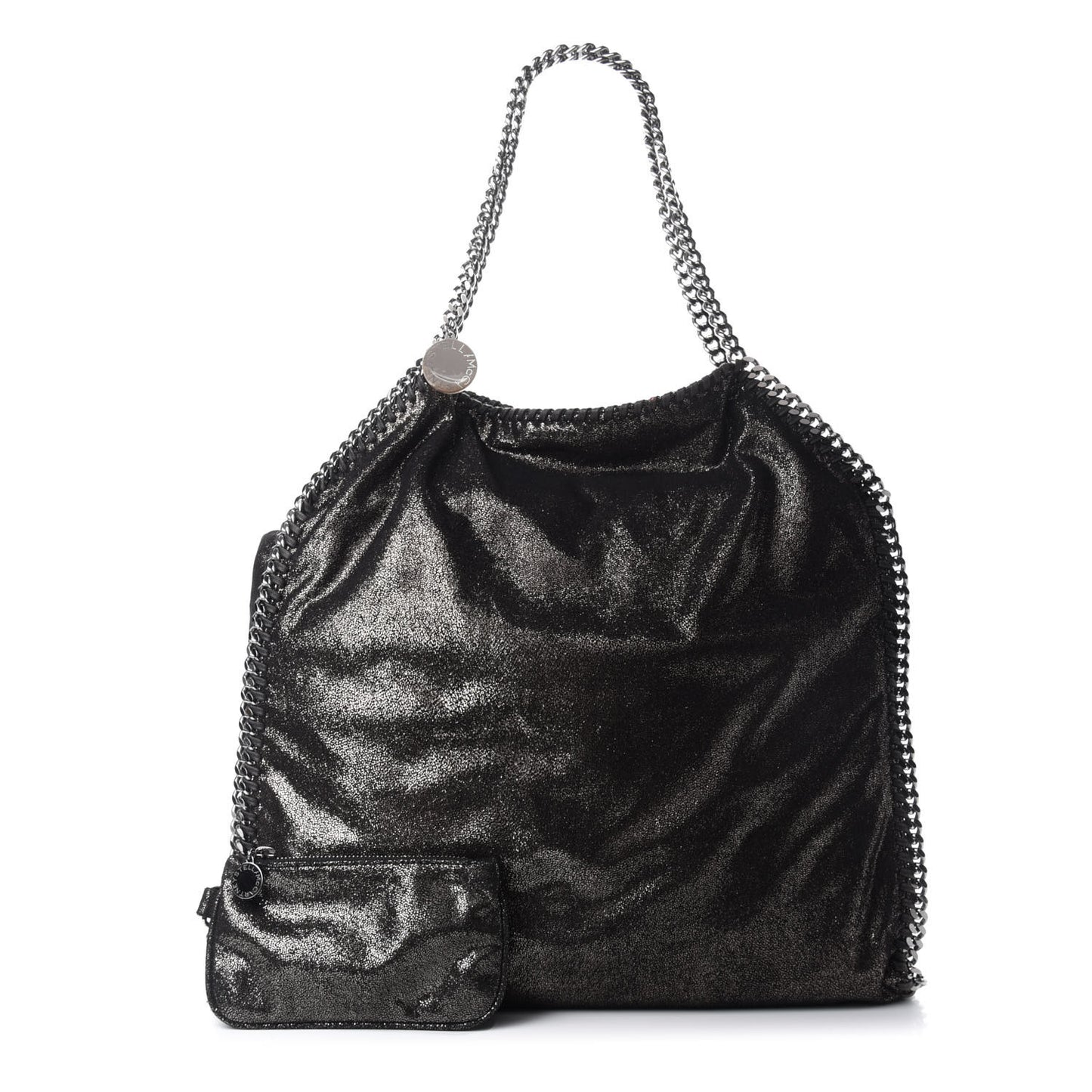Metallic Shaggy Deer Big Falabella Tote Black