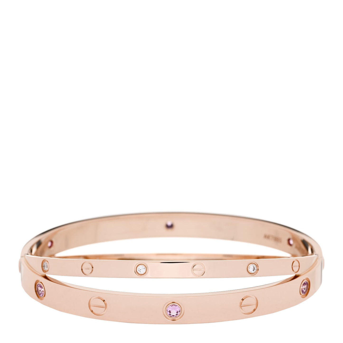 18K Pink Gold Diamond Pink Sapphire Double LOVE Bracelet 18