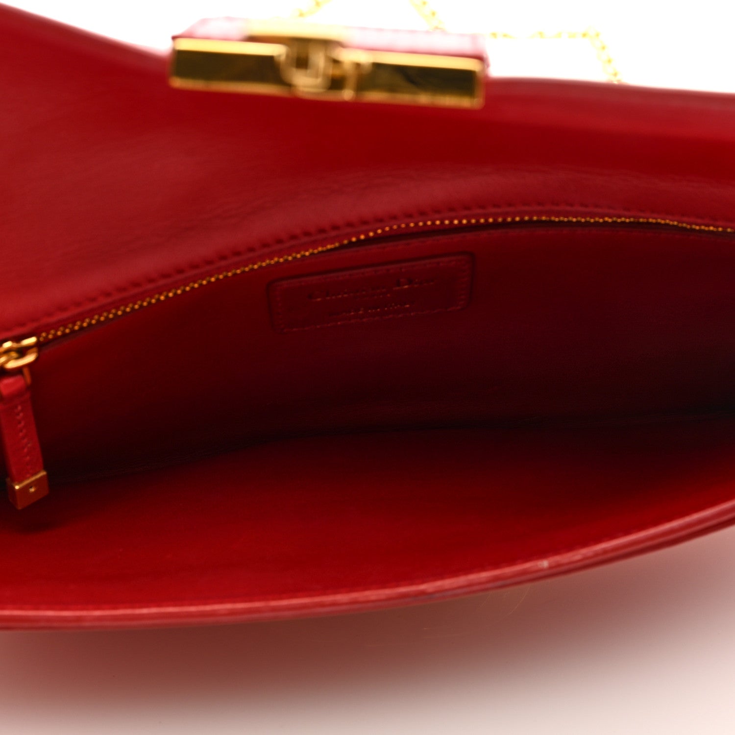 Christian Dior Crinkled Lambskin 30 Montaigne Clutch Red 4 of 7