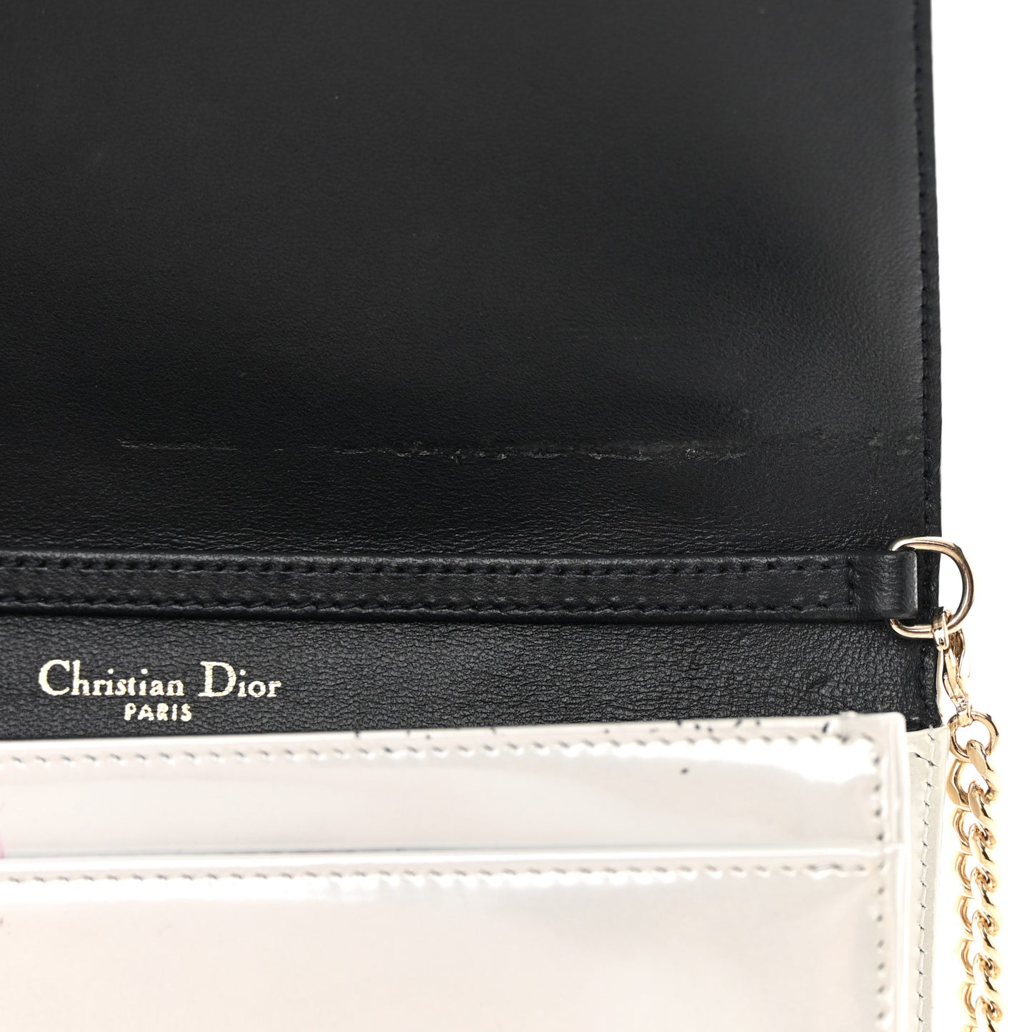 Patent Micro-Cannage Diorama Wallet on Chain Pouch White