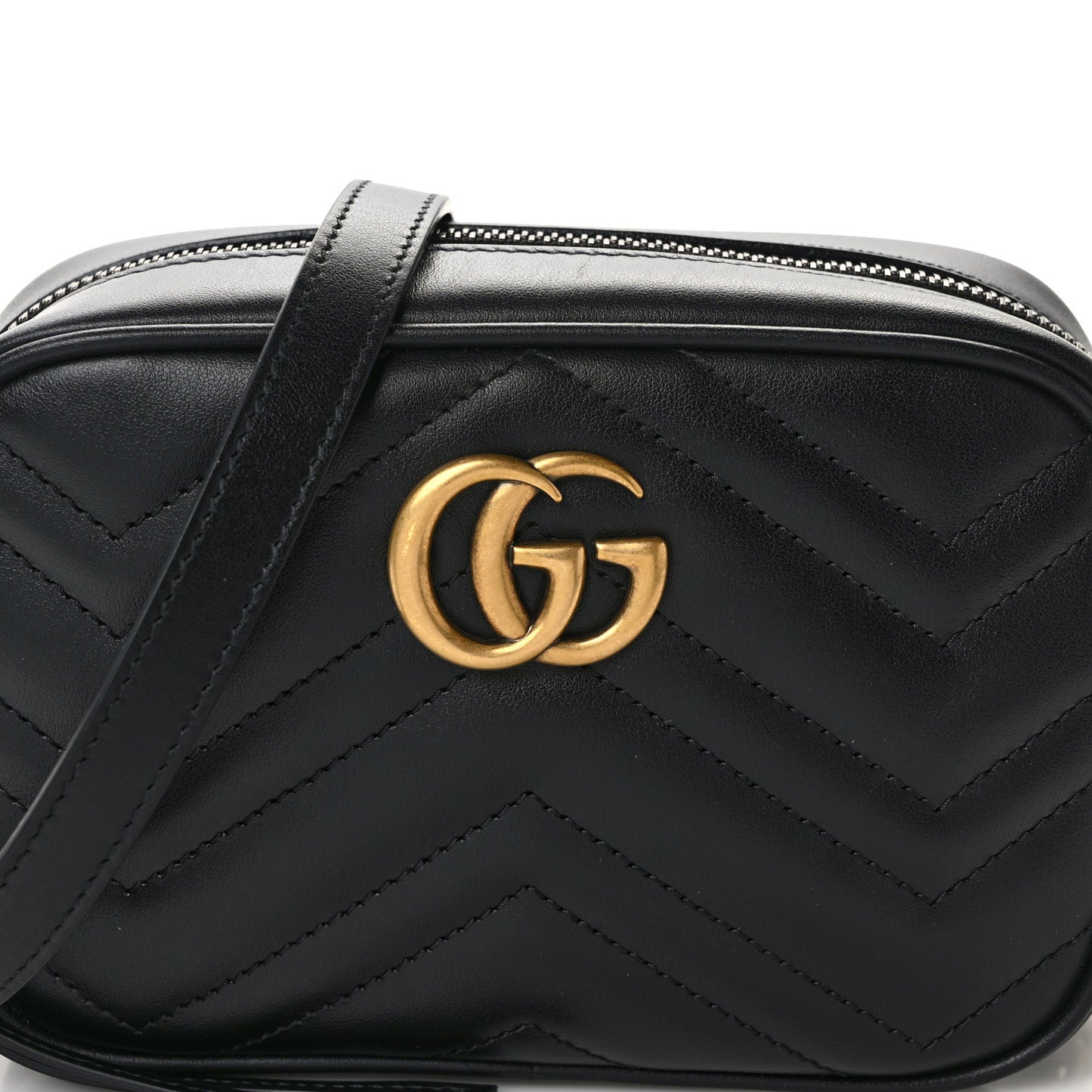 Calfskin Matelasse Mini GG Marmont Chain Shoulder Bag Black