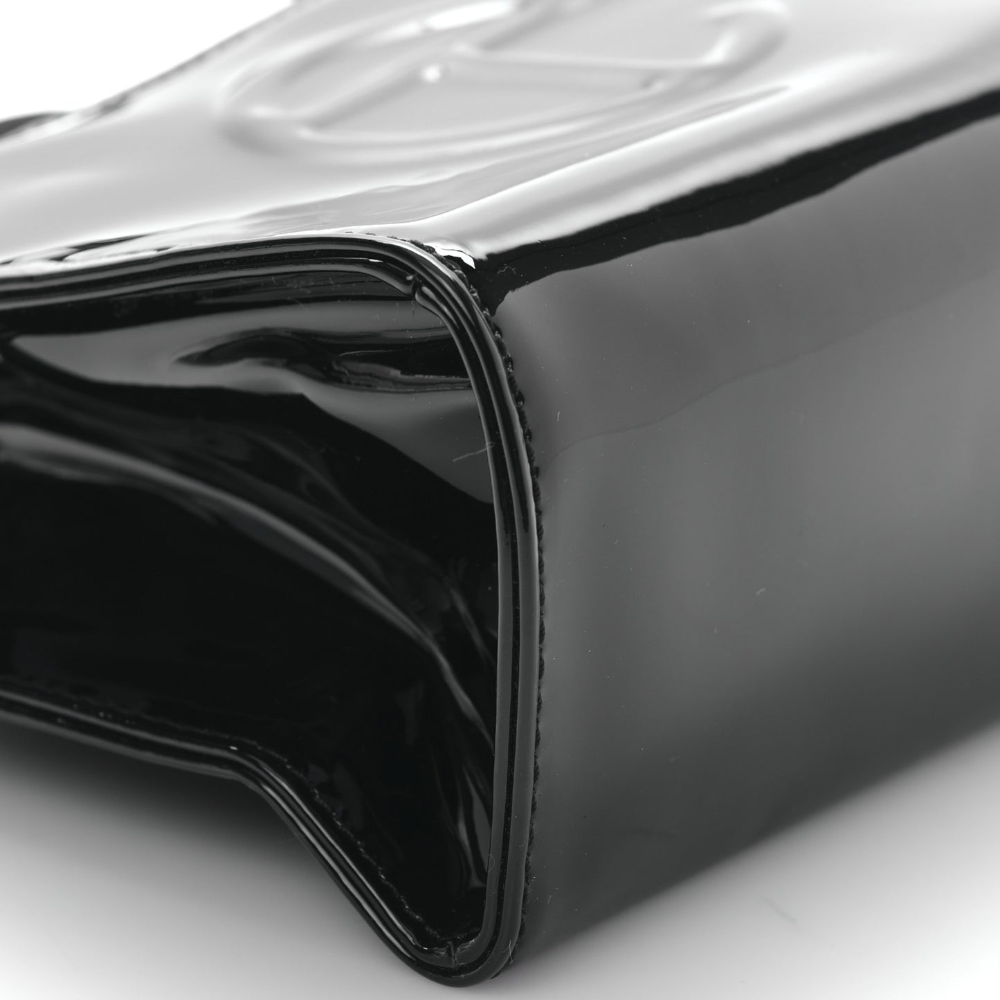 Patent Vegan Leather Small Shopping Bag Black