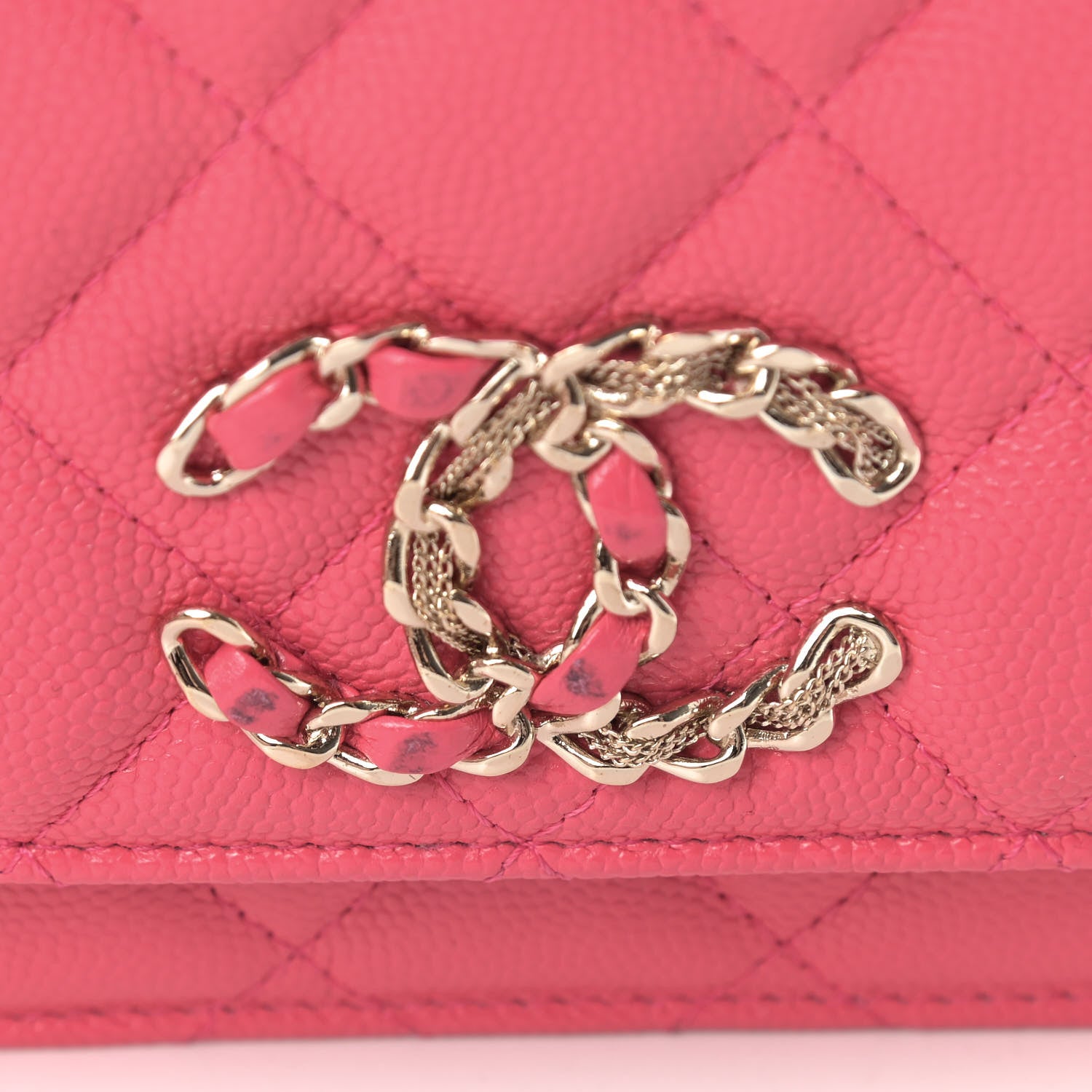 Chanel Caviar Quilted French New Wave Chain CC Wallet On Chain WOC Pink 27 of 27