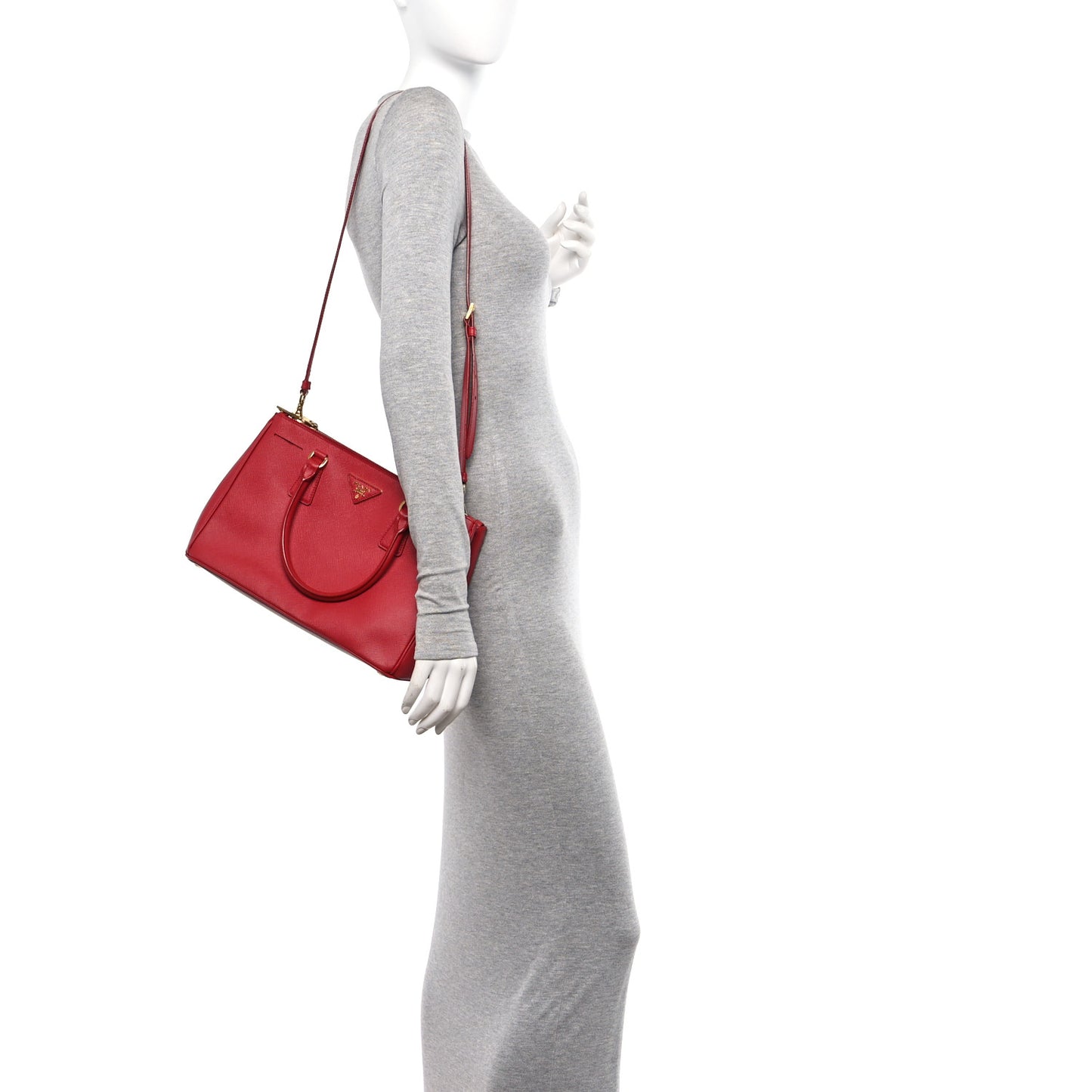 Saffiano Small Galleria Double Zip Tote Fuoco