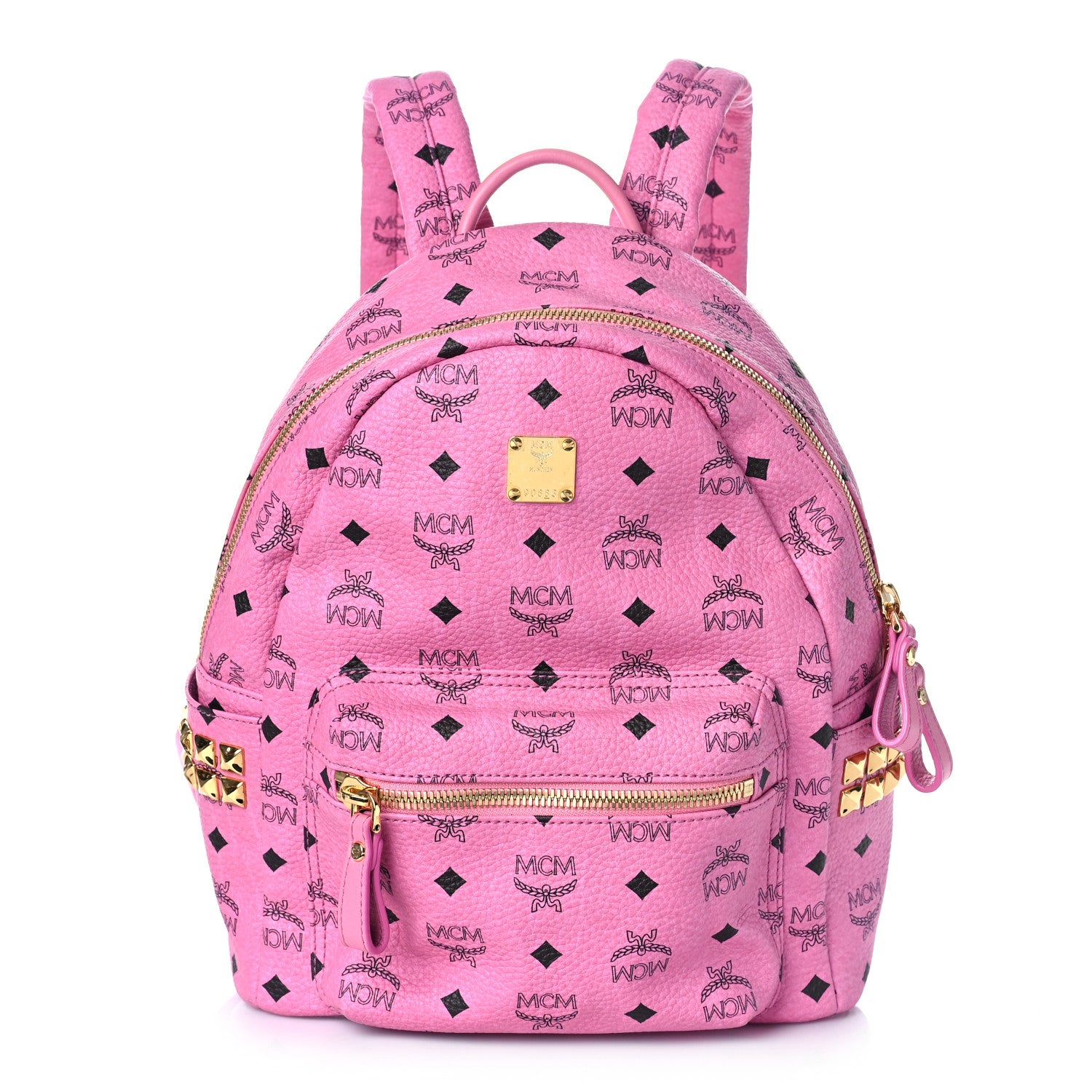 MCM Small Stark Backpack Pink Visetos Pattern MCM Visetos Outline Stud Mini Stark Backpack Soft Pink  main image 3