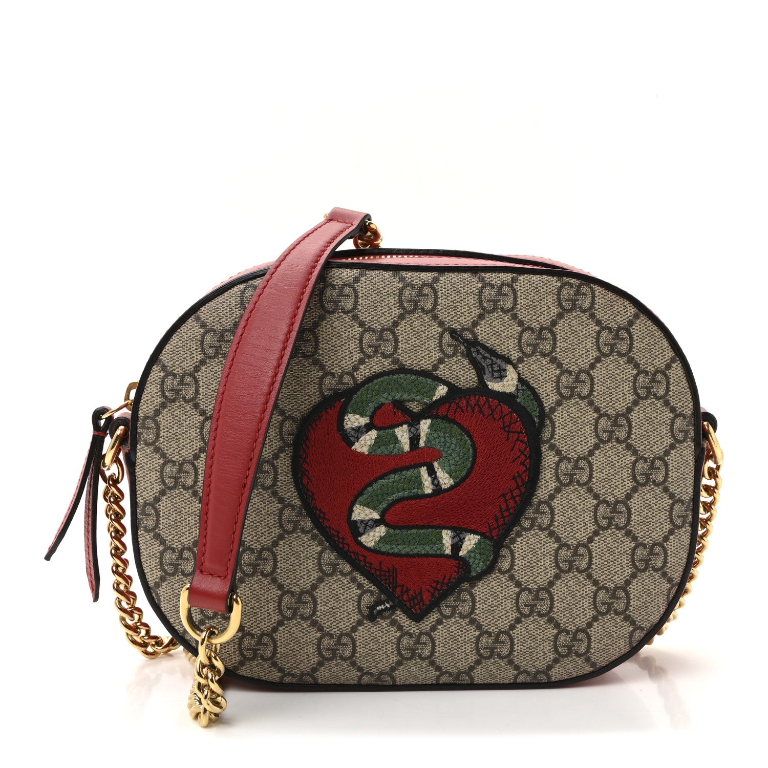 Gucci GG Supreme Monogram Kingsnake Heart Embroidered Mini Chain