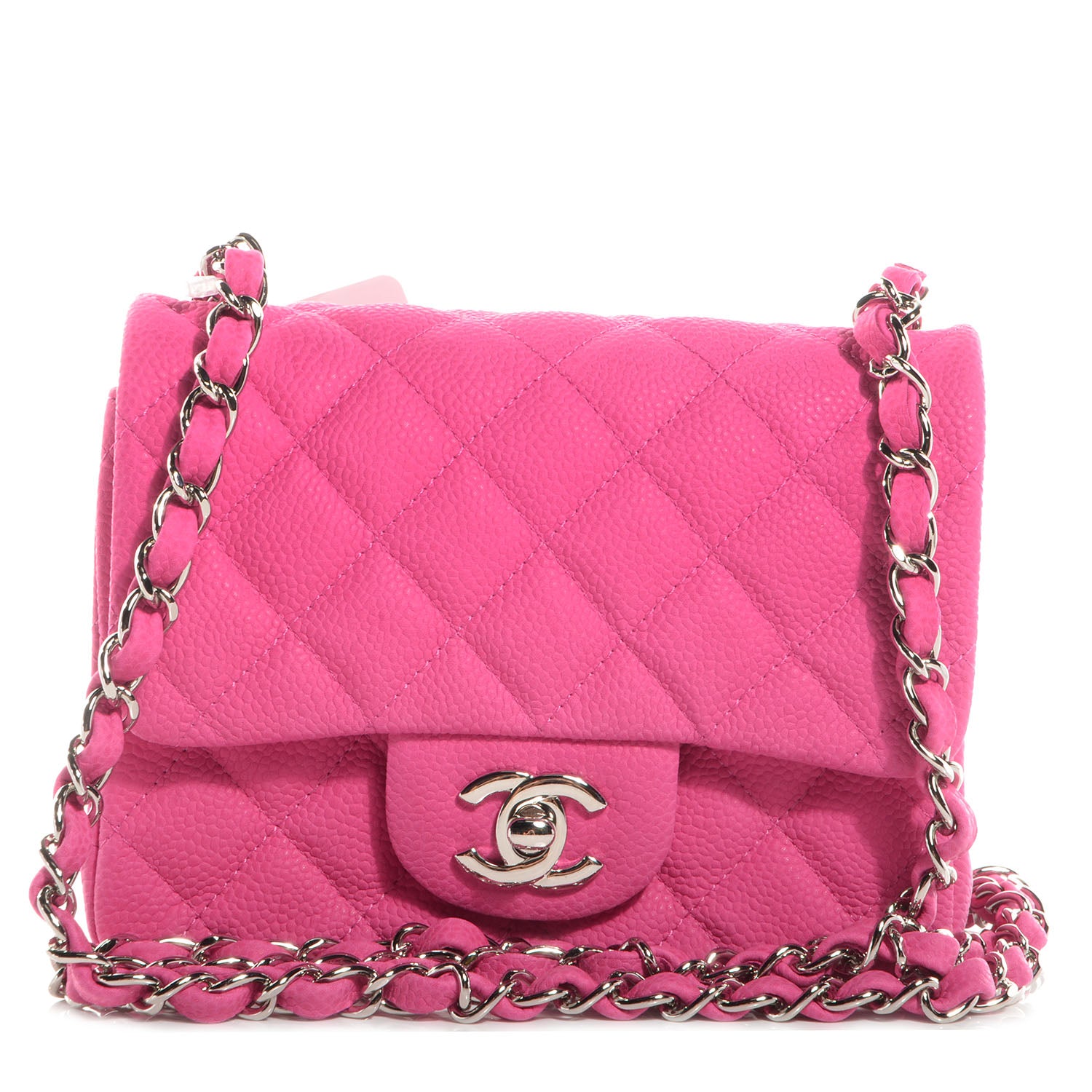 Chanel Iridescent Caviar Quilted Mini Square Flap Pink 68073