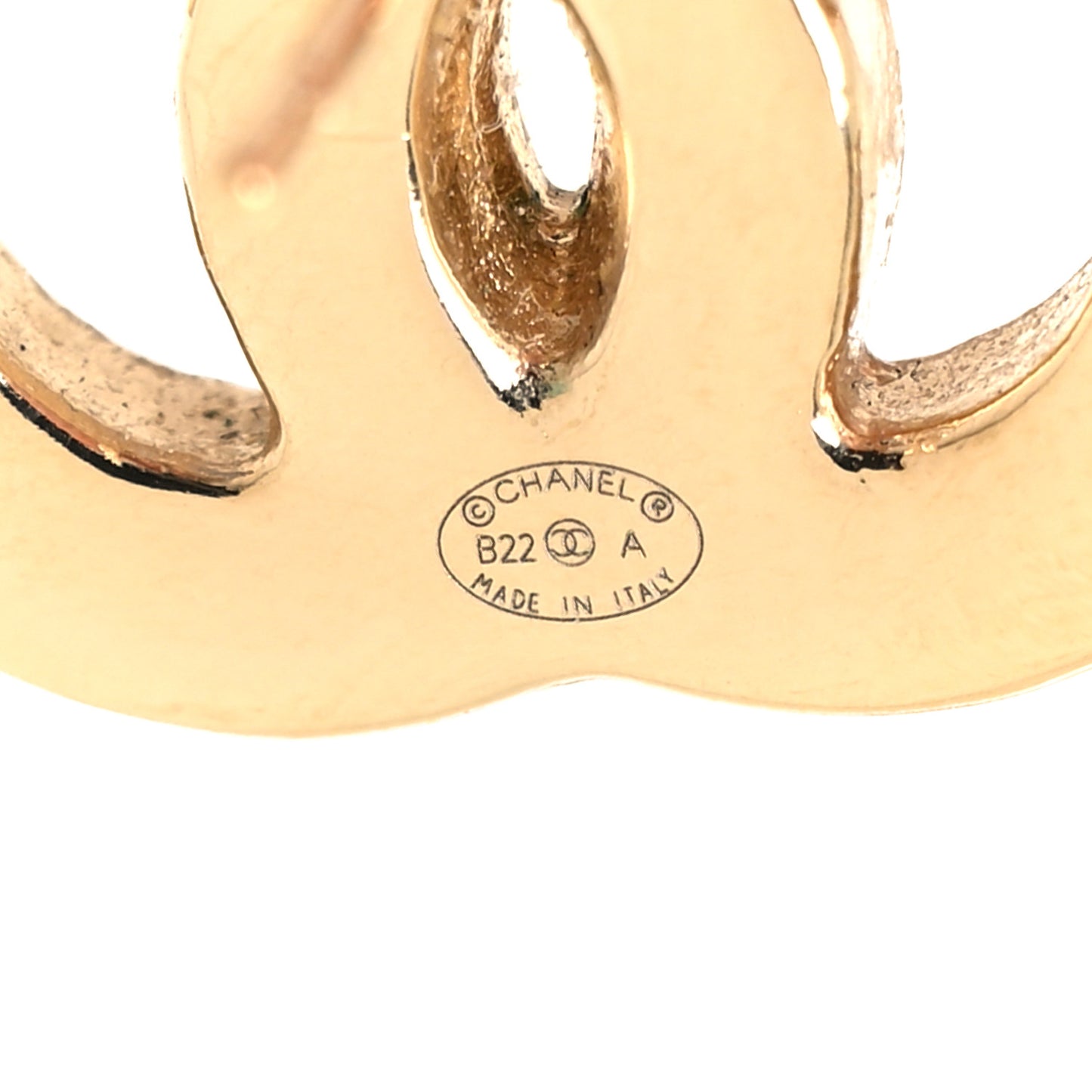 Enamel CC Earrings Gold White