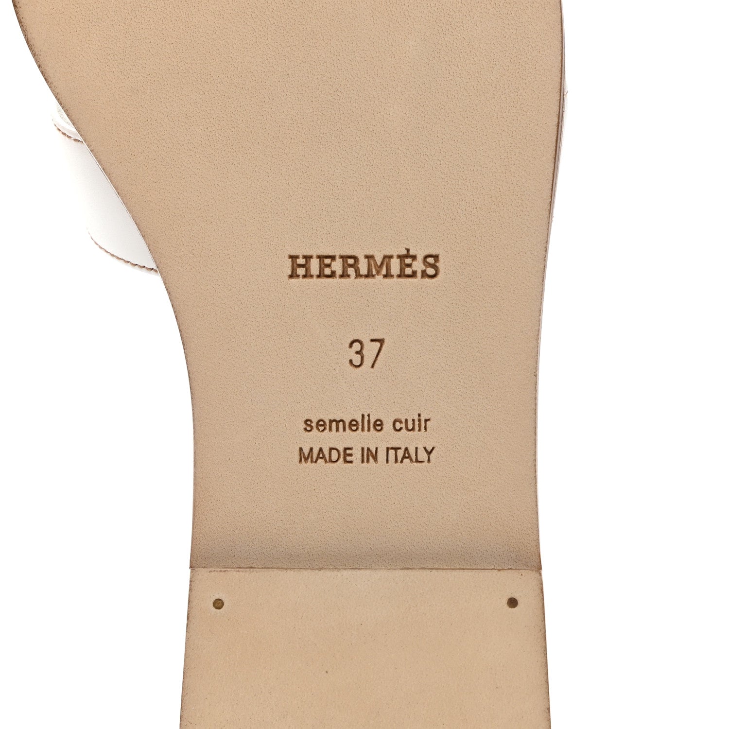 Hermes Box Calfskin Oran Sandals 37 White 6 of 9