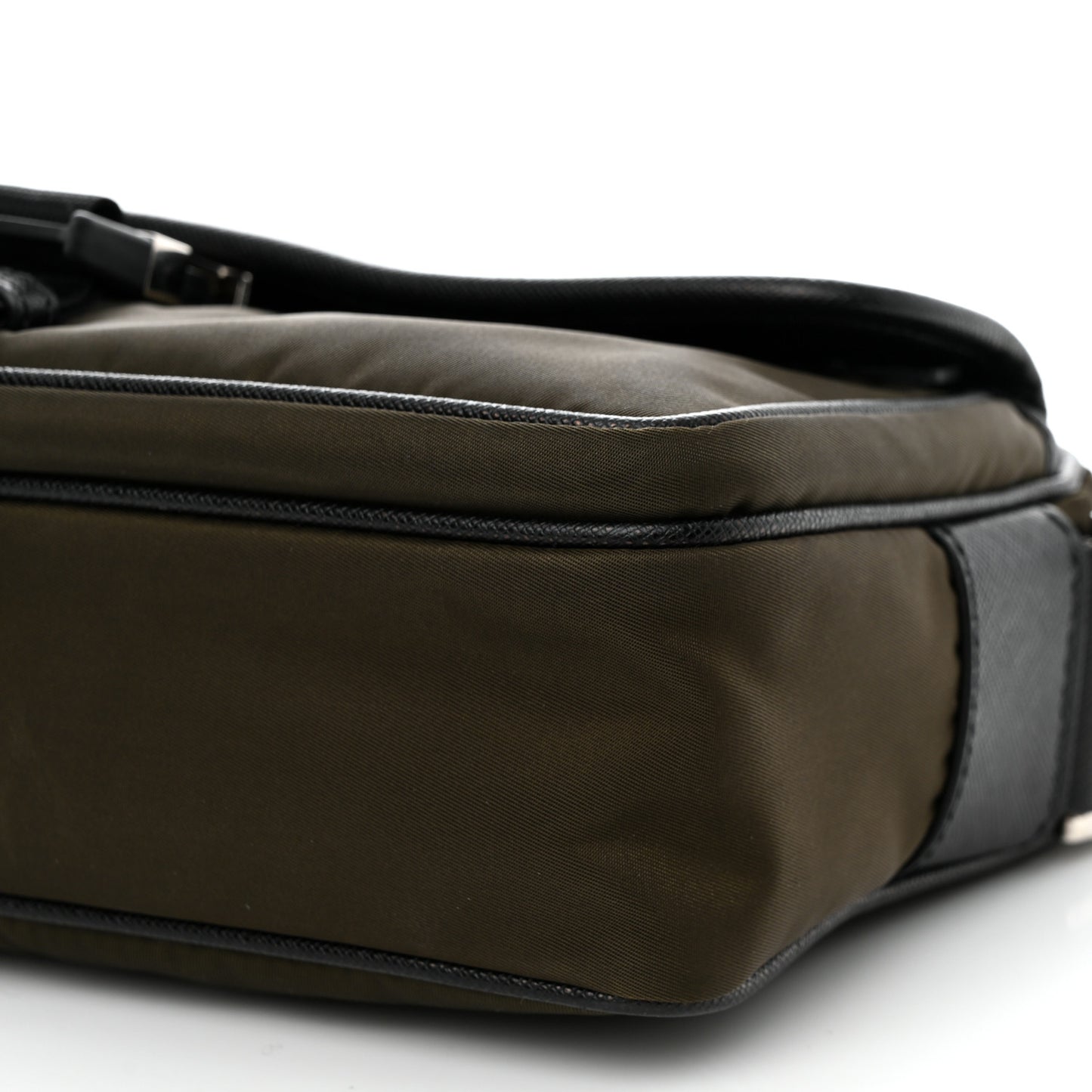 Tessuto Nylon Saffiano Pocket Single Snap Buckle Messenger Flap Bag Mimetico Black