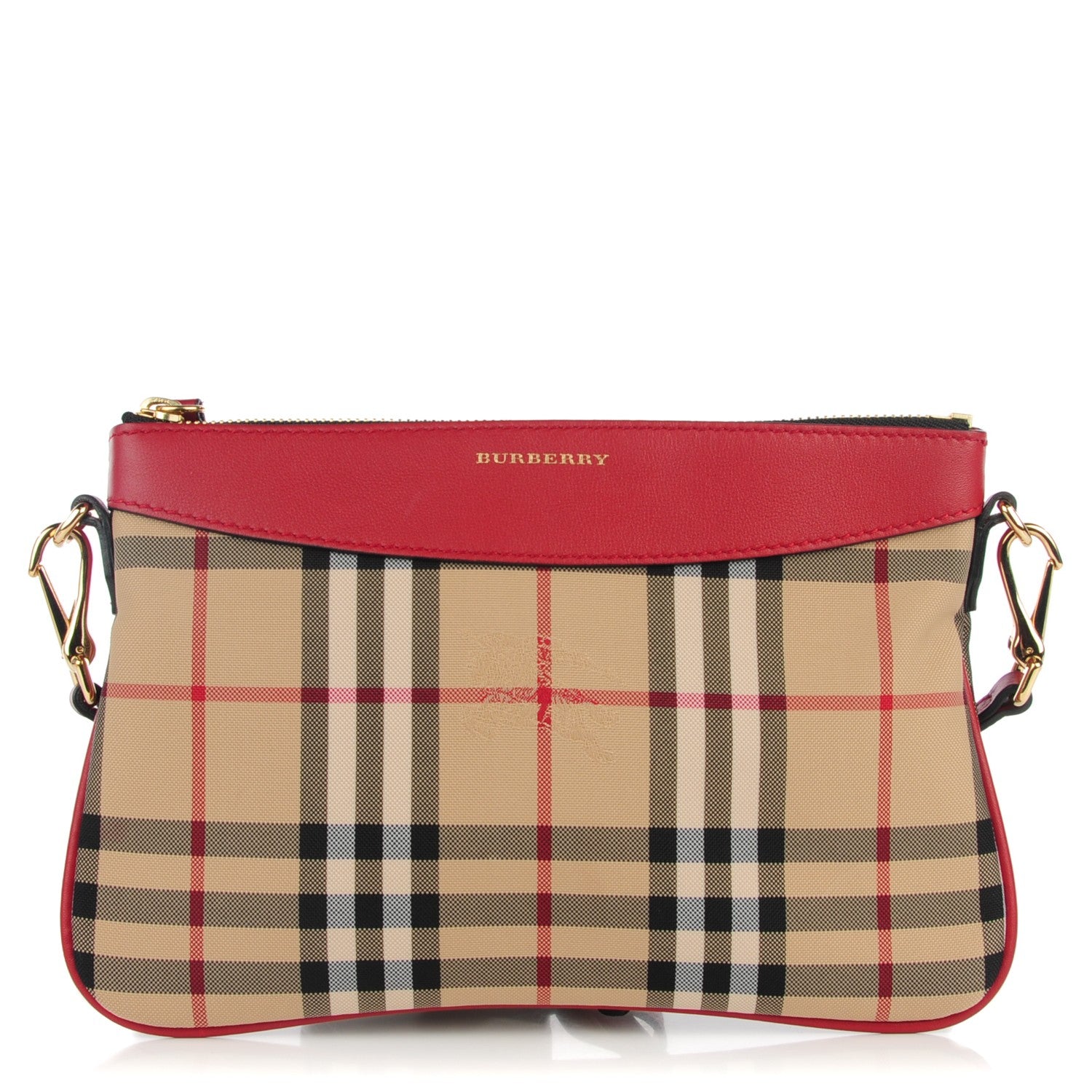 Burberry Horseferry Check Peyton Crossbody Clutch Bag Red 128906