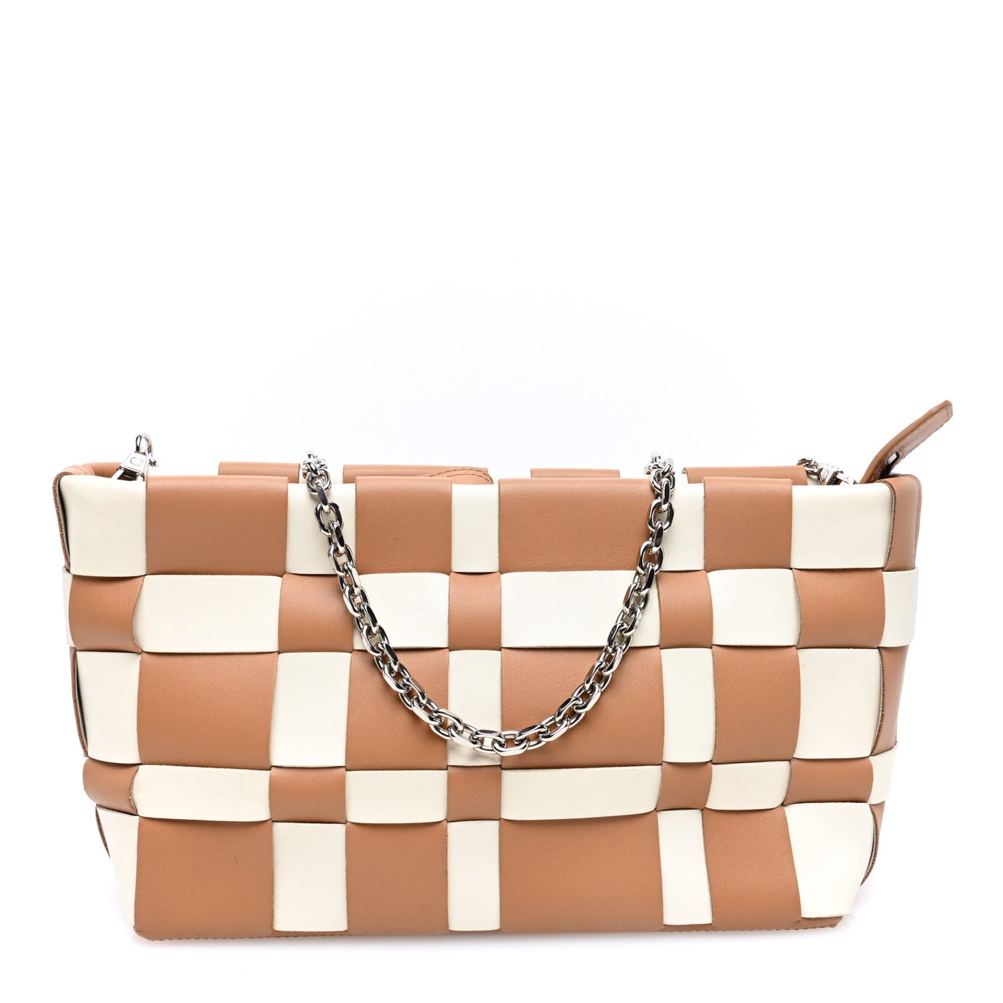 Calfskin Odita Lattice Pouch Camel White
