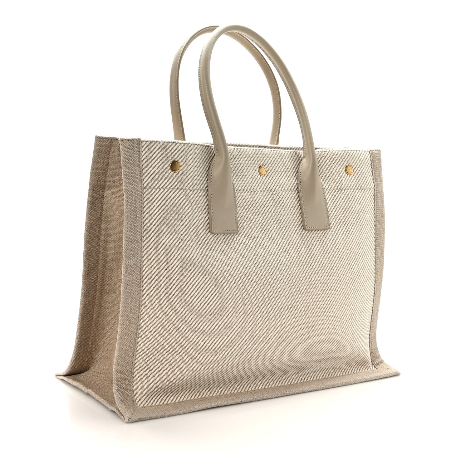Linen Calfskin Small Rive Gauche Tote Beige Sea Salt
