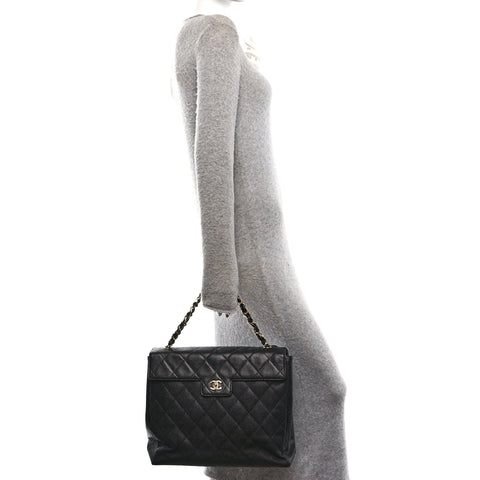 Caviar Quilted Single Flap Black