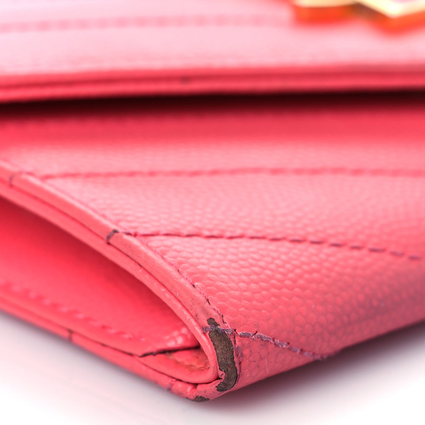 Grain De Poudre Matelasse Chevron Small Monogram Envelope Wallet Rose Clair