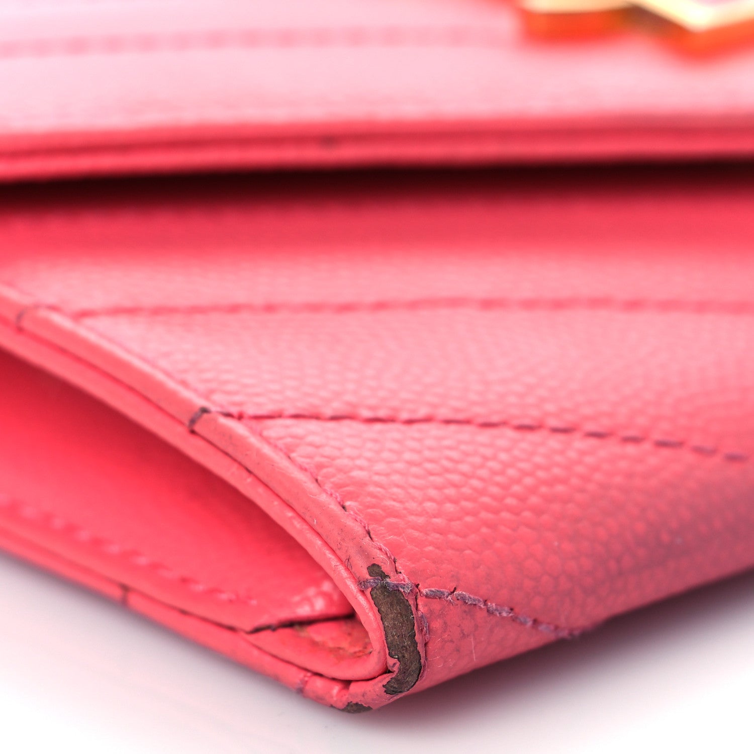 Saint Laurent Grain De Poudre Matelasse Chevron Small Monogram Envelope Wallet Rose Clair 10 of 16