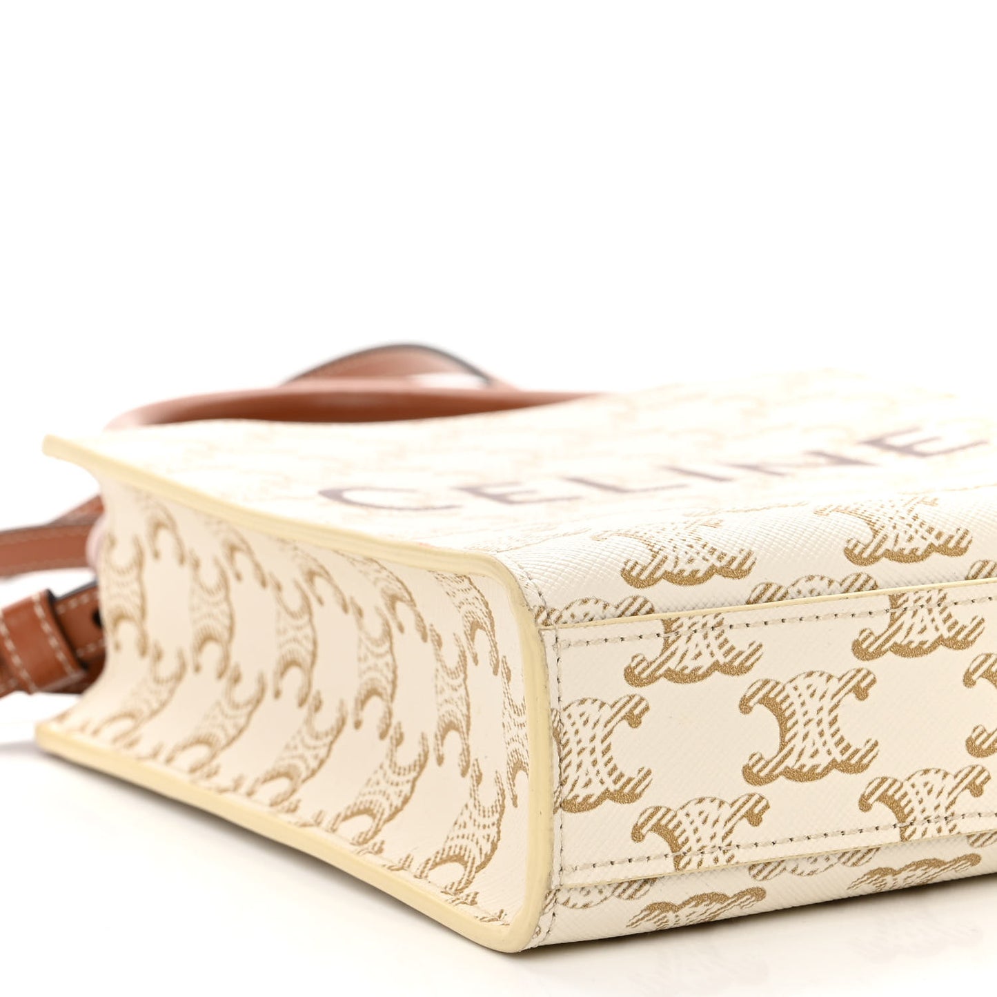 Triomphe Canvas Calfskin Mini Vertical Cabas White