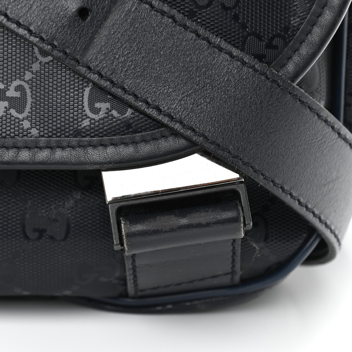 Imprime Monogram Medium Double Buckle Flap Messenger Bag Navy