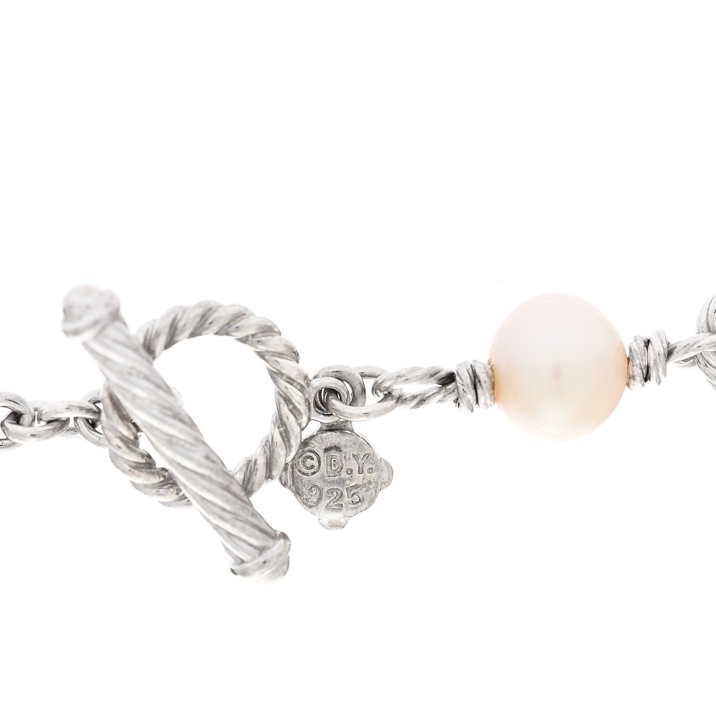 Sterling Silver Pearl 9mm Quatrefoil Long Chain Necklace