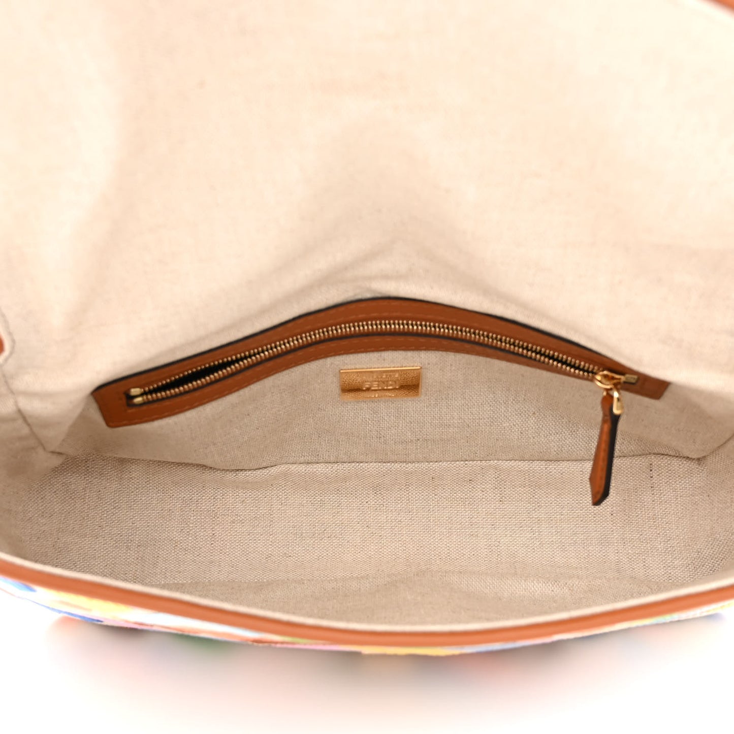 Kuban Canvas Vitello King FF Embroidered Baguette Grezzo Multicolor