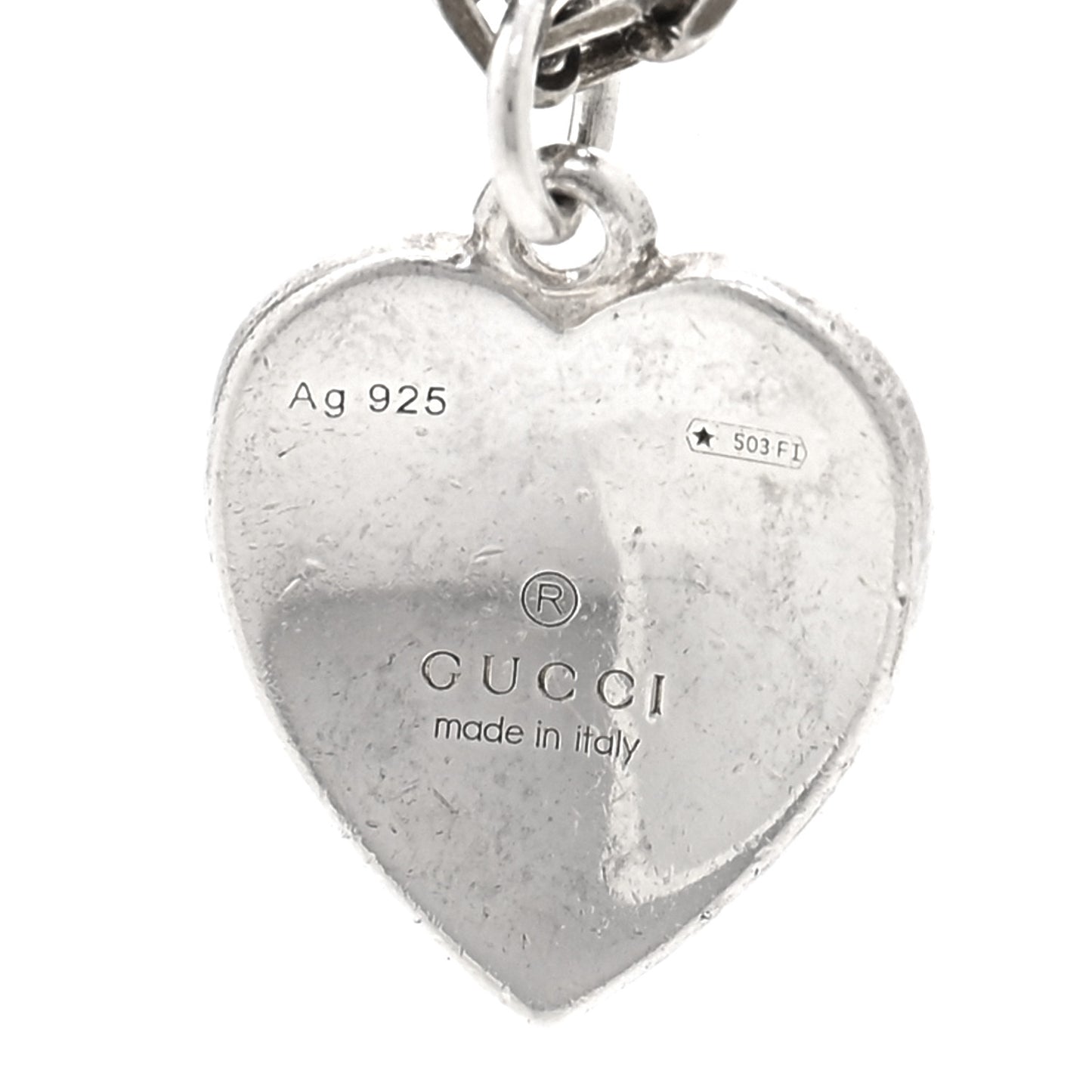 Sterling Silver Enamel Interlocking G Heart Necklace Red