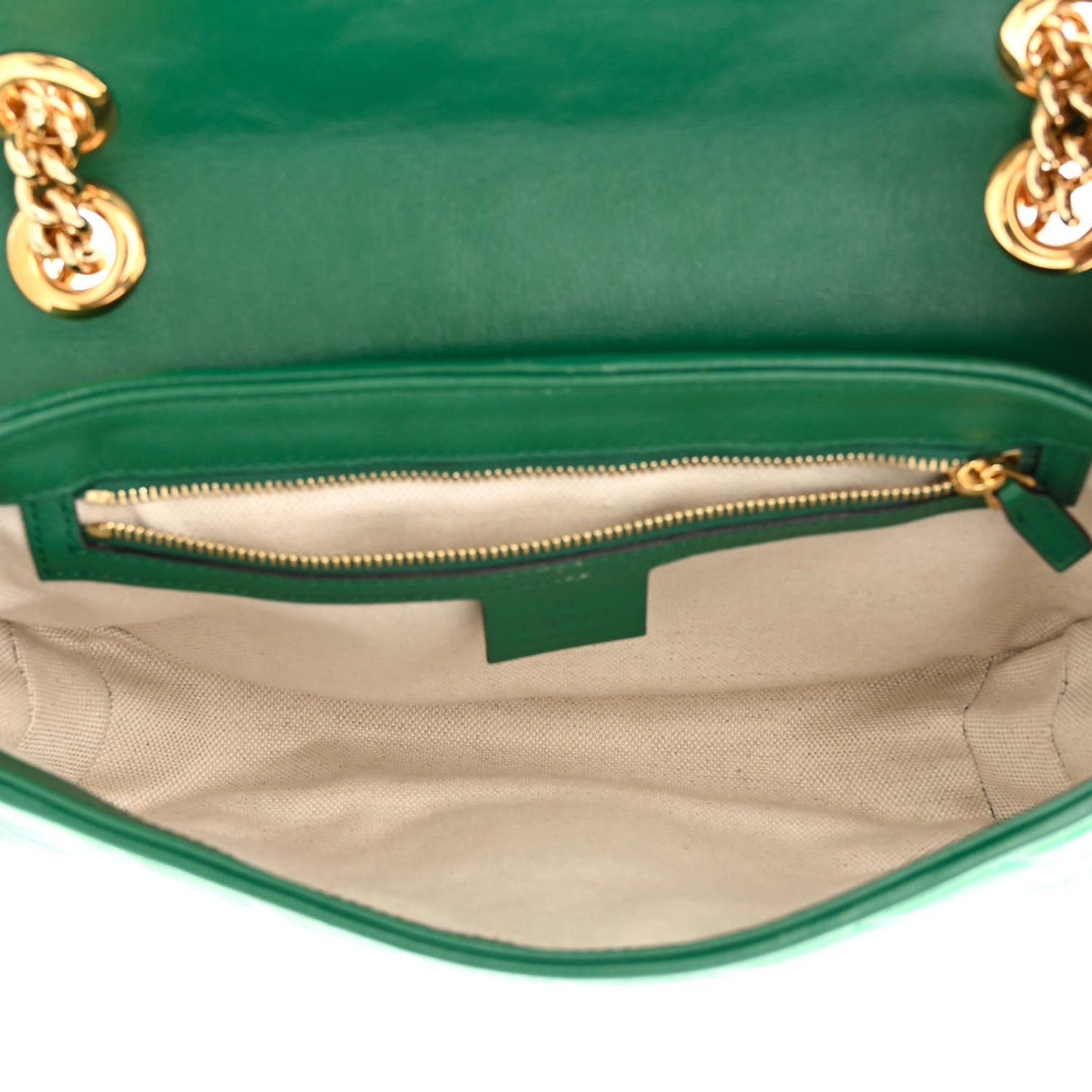 Azalea Calfskin Enamel Matelasse Diagonal Small Torchon GG Marmont Shoulder Bag New Shamarock Emerald